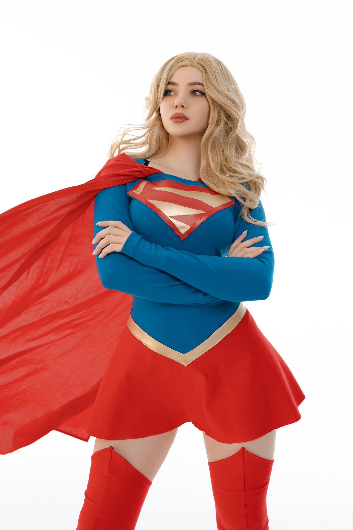 People 1440x2160 Alina Becker women model cosplay Supergirl DC Comics studio indoors women indoors