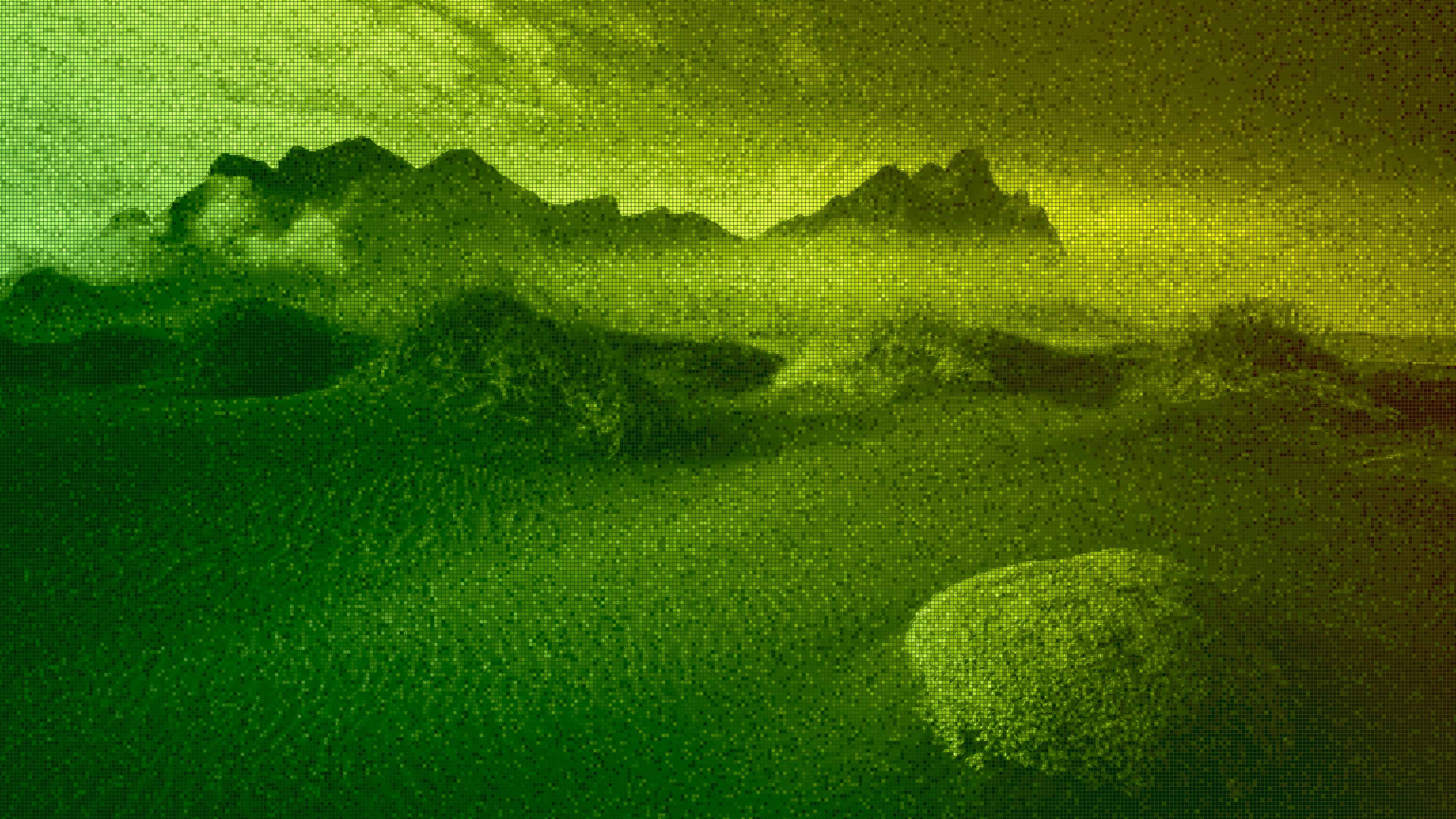 General 3840x2160 abstract landscape pixelated yellow green