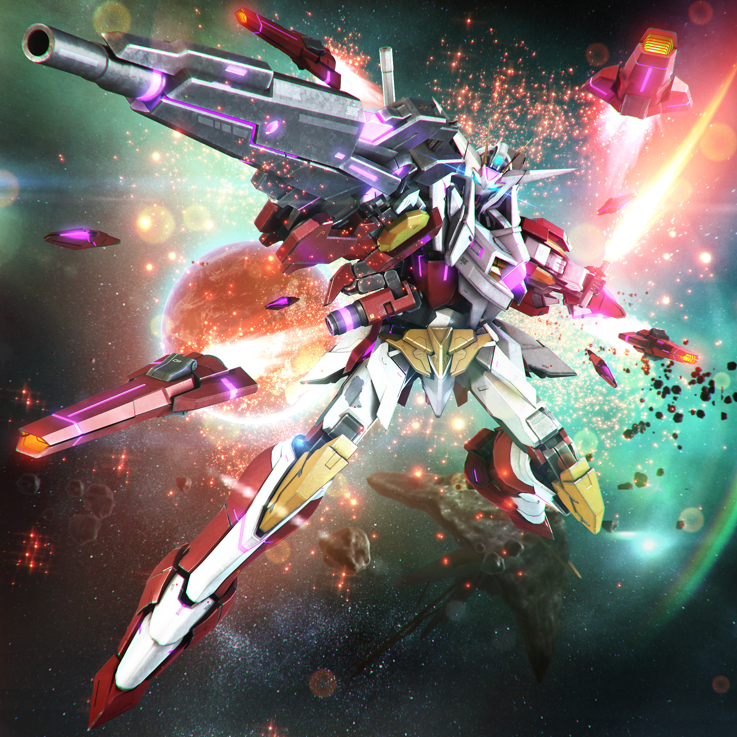 Anime 2400x2400 anime mechs Gundam Super Robot Taisen Mobile Suit Gundam 00 Reborns Gundam artwork digital art fan art