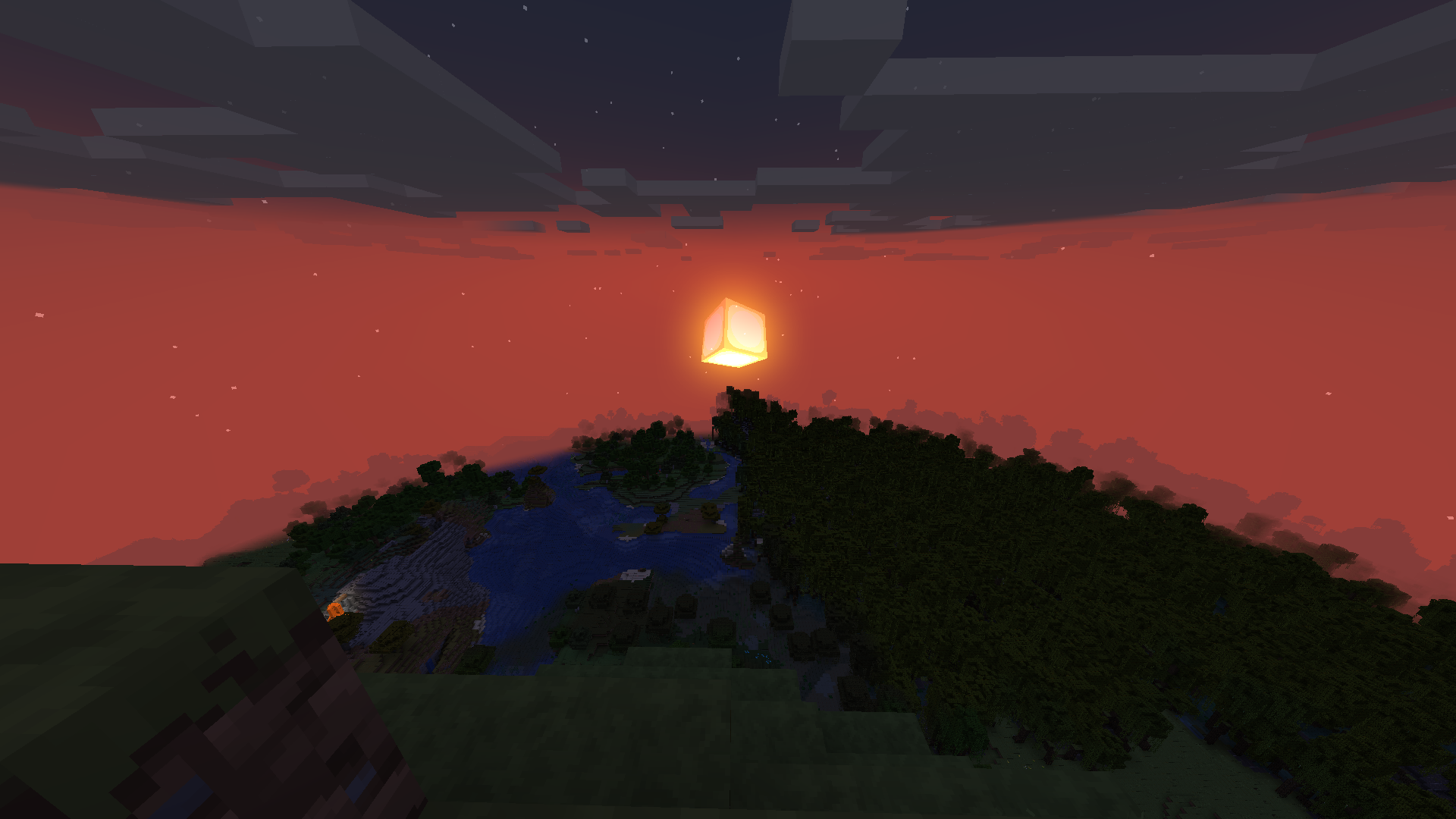 General 1920x1080 Minecraft sunset landscape video games Mojang video game landscape
