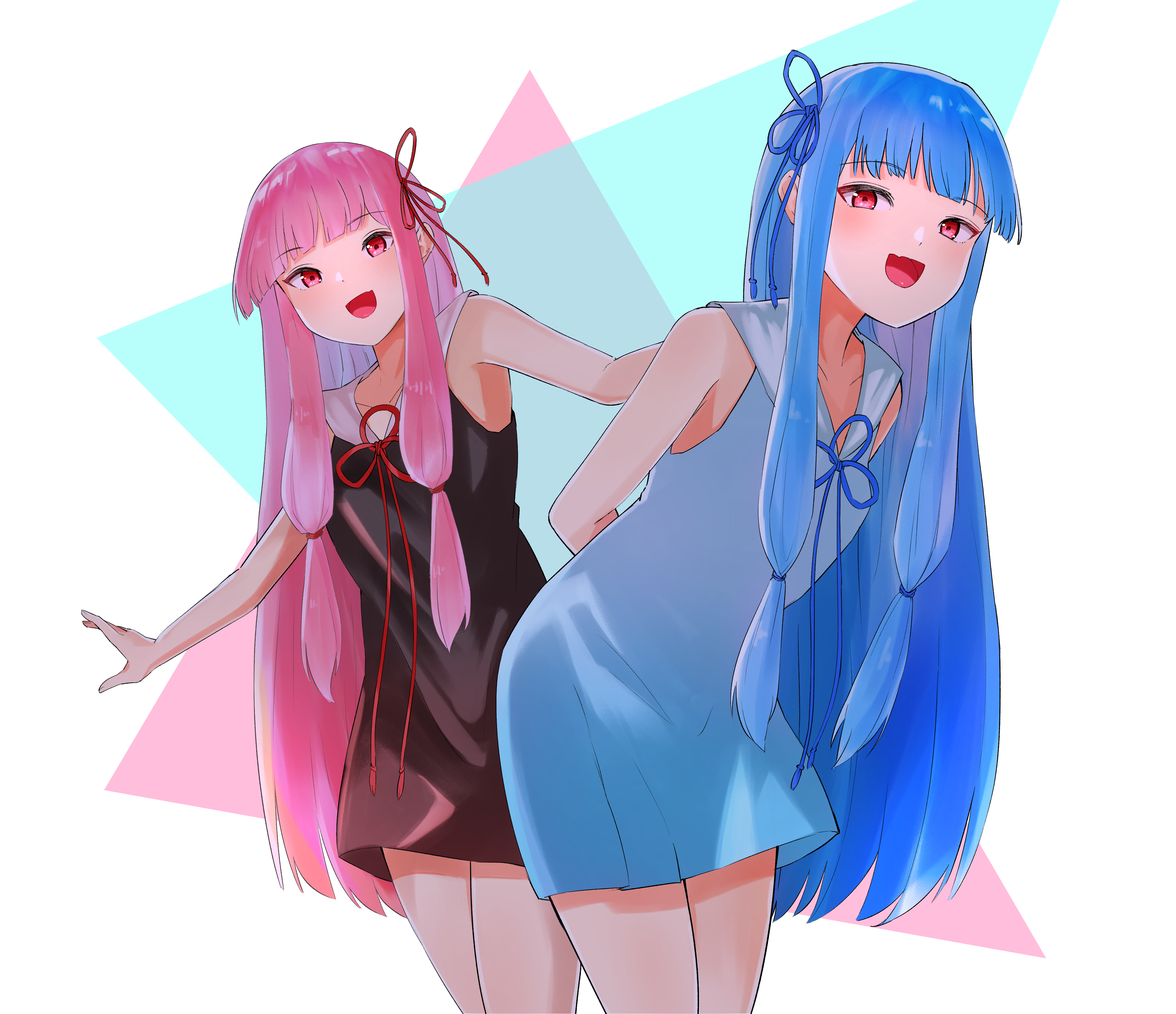 Anime 4247x3663 anime anime girls Voiceroid Kotonoha Aoi Kotonoha Akane long hair twins blue hair pink hair artwork digital art fan art two women