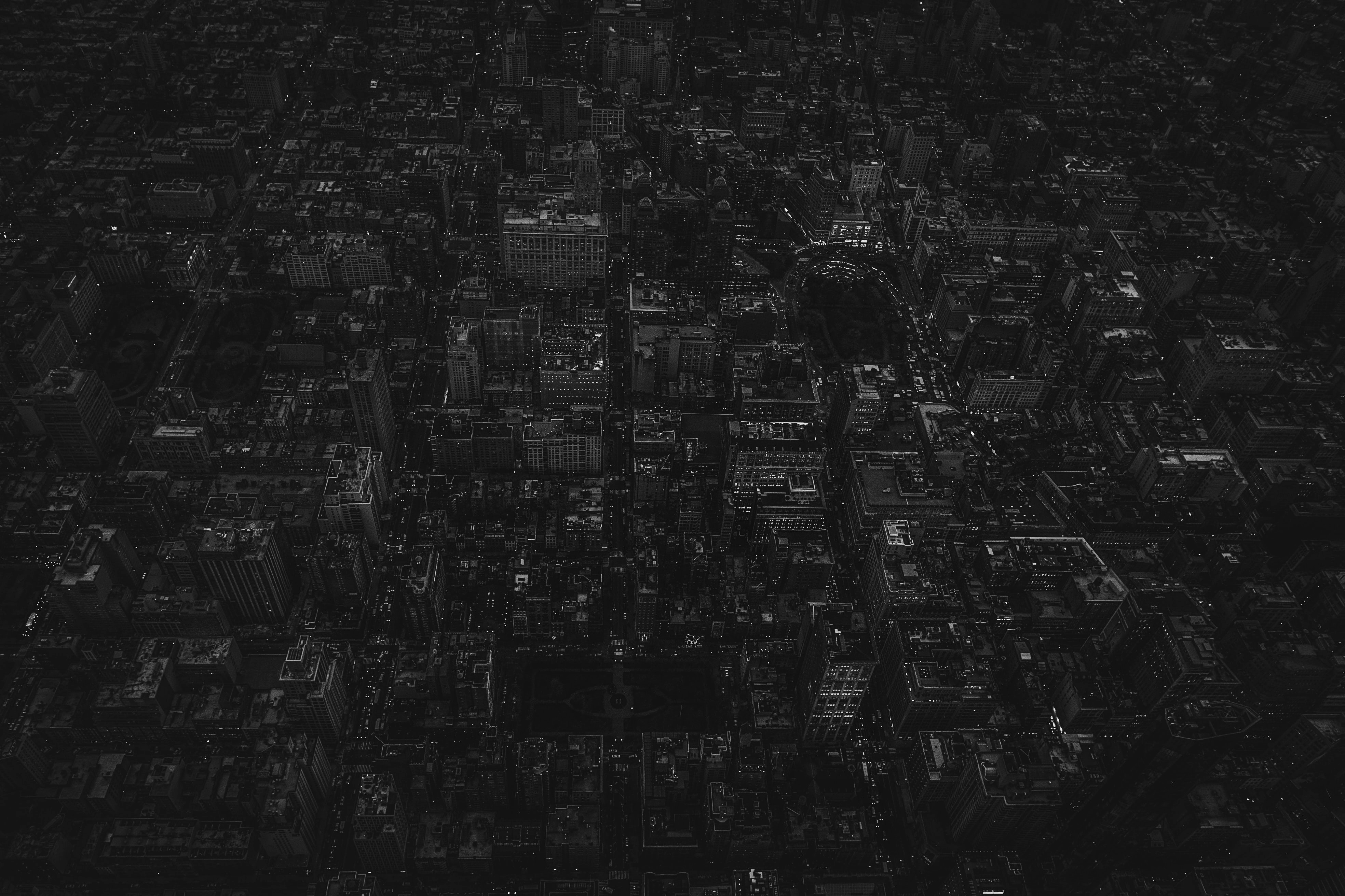 General 3936x2624 Andre Benz monochrome New York City city cityscape drone photo USA aerial view dark rooftops