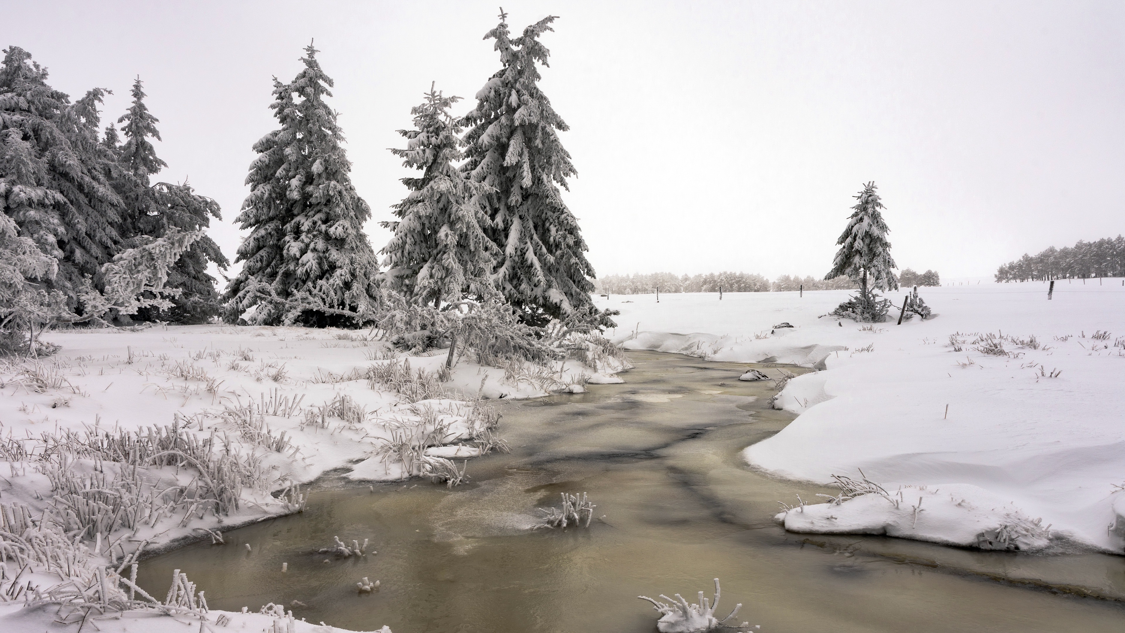 General 3840x2160 nature outdoors landscape water cold ice snow winter trees creeks
