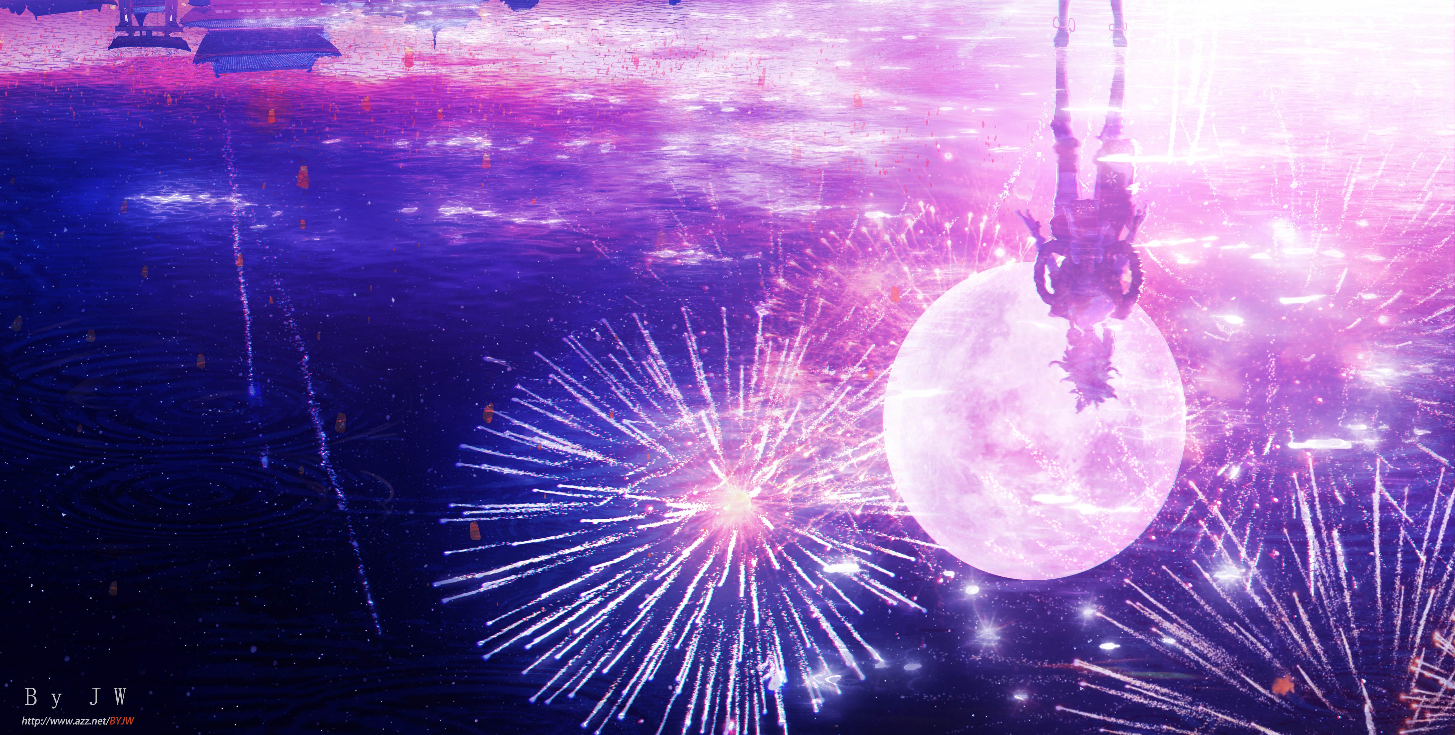 Anime 4800x2427 Genshin Impact Yoimiya (Genshin Impact) fireworks