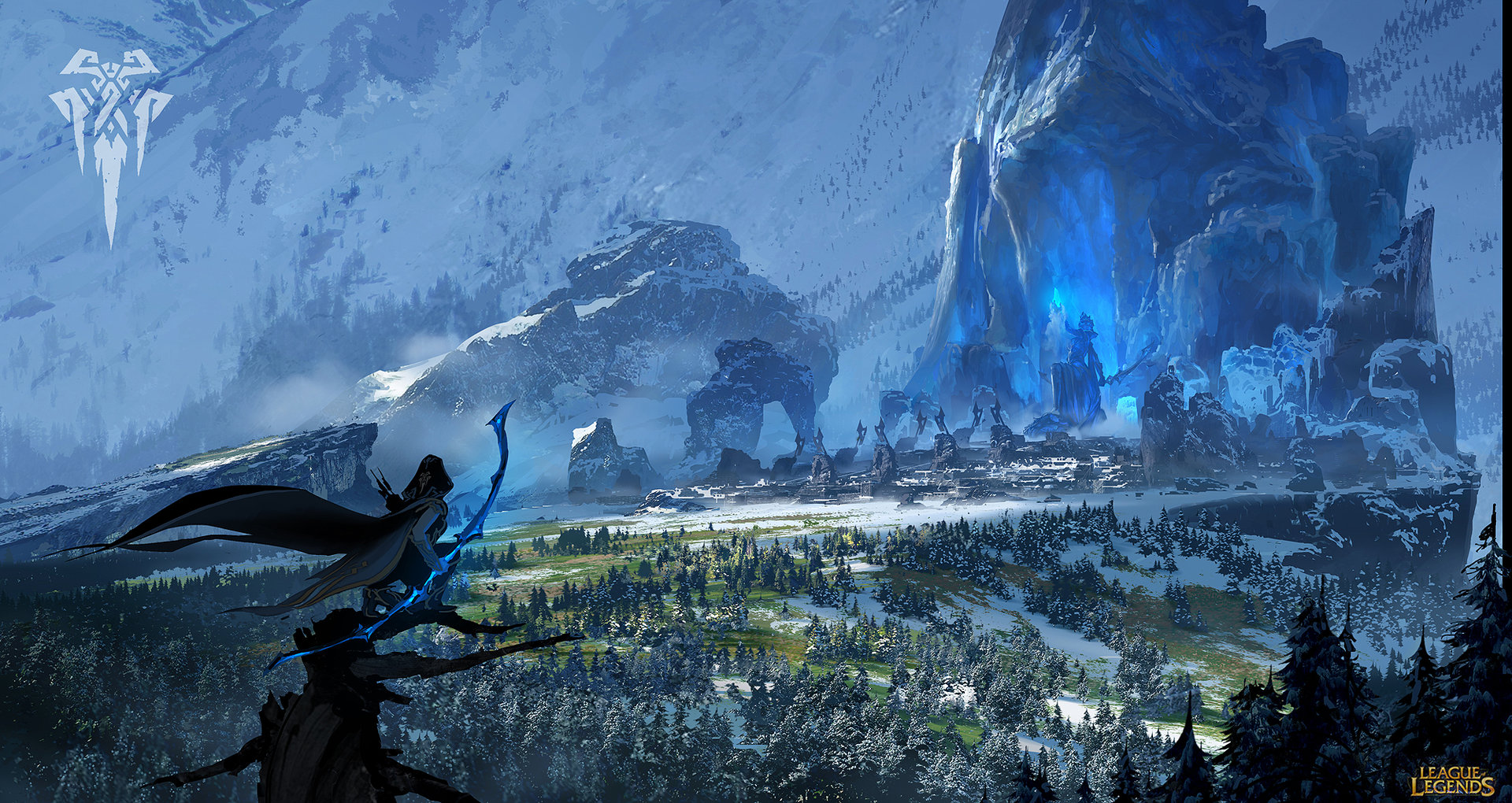 General 1920x1020 League of Legends Ashe (League of Legends) landscape fantasy art fantasy city forest mountains snow