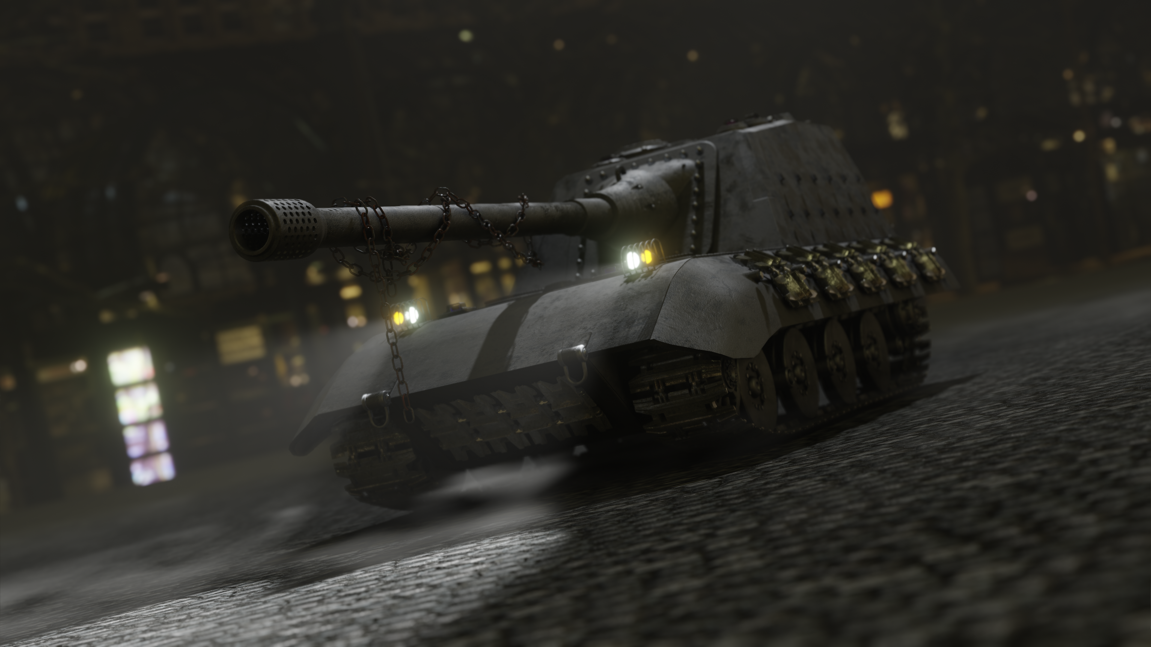 General 3840x2160 tank Jagdpanzer E 100 lights vehicle military chains steel CGI