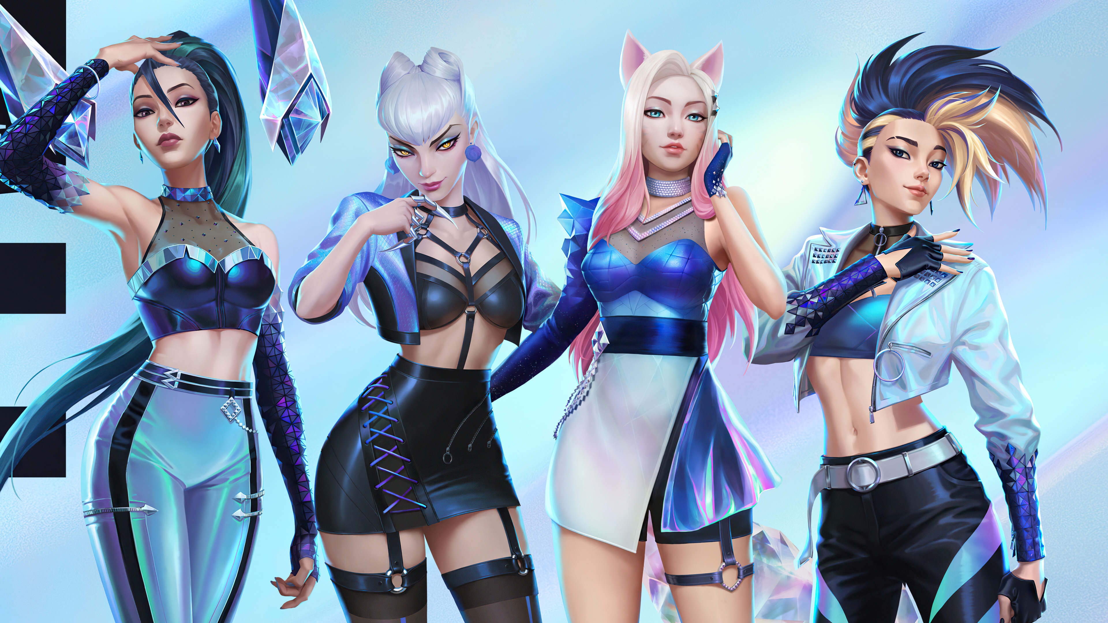 General 3840x2160 League of Legends Ahri (League of Legends) fox ears crystal  Evelynn (League of Legends) Akali (League of Legends) Kai'Sa (League of Legends) Riot Games video games video game characters