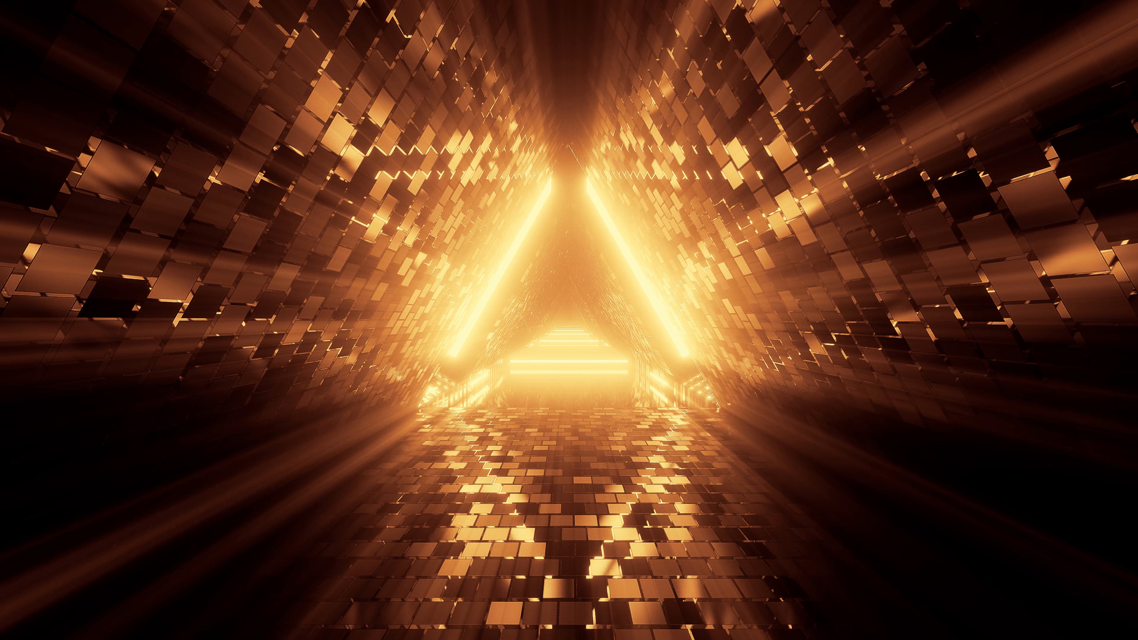 General 3840x2160 abstract tunnel triangle neon 4K digital art