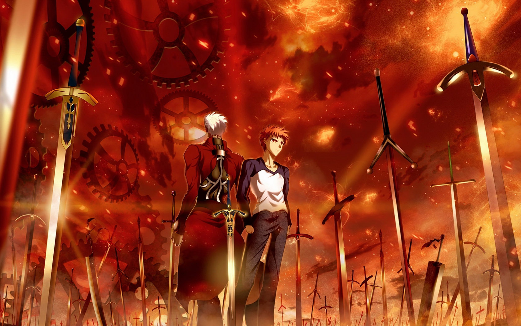 Anime 1680x1050 Fate series Fate/Stay Night Fate/Stay Night: Unlimited Blade Works anime boys anime sword