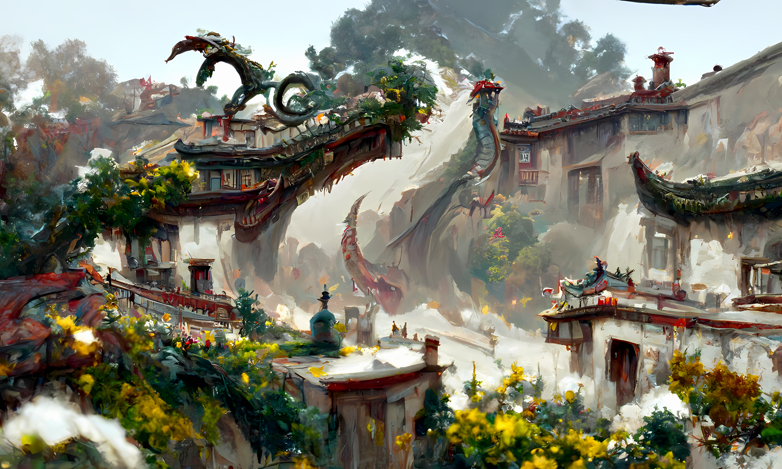 General 2560x1536 Chinese architecture Chinese Asia fantasy art AI art