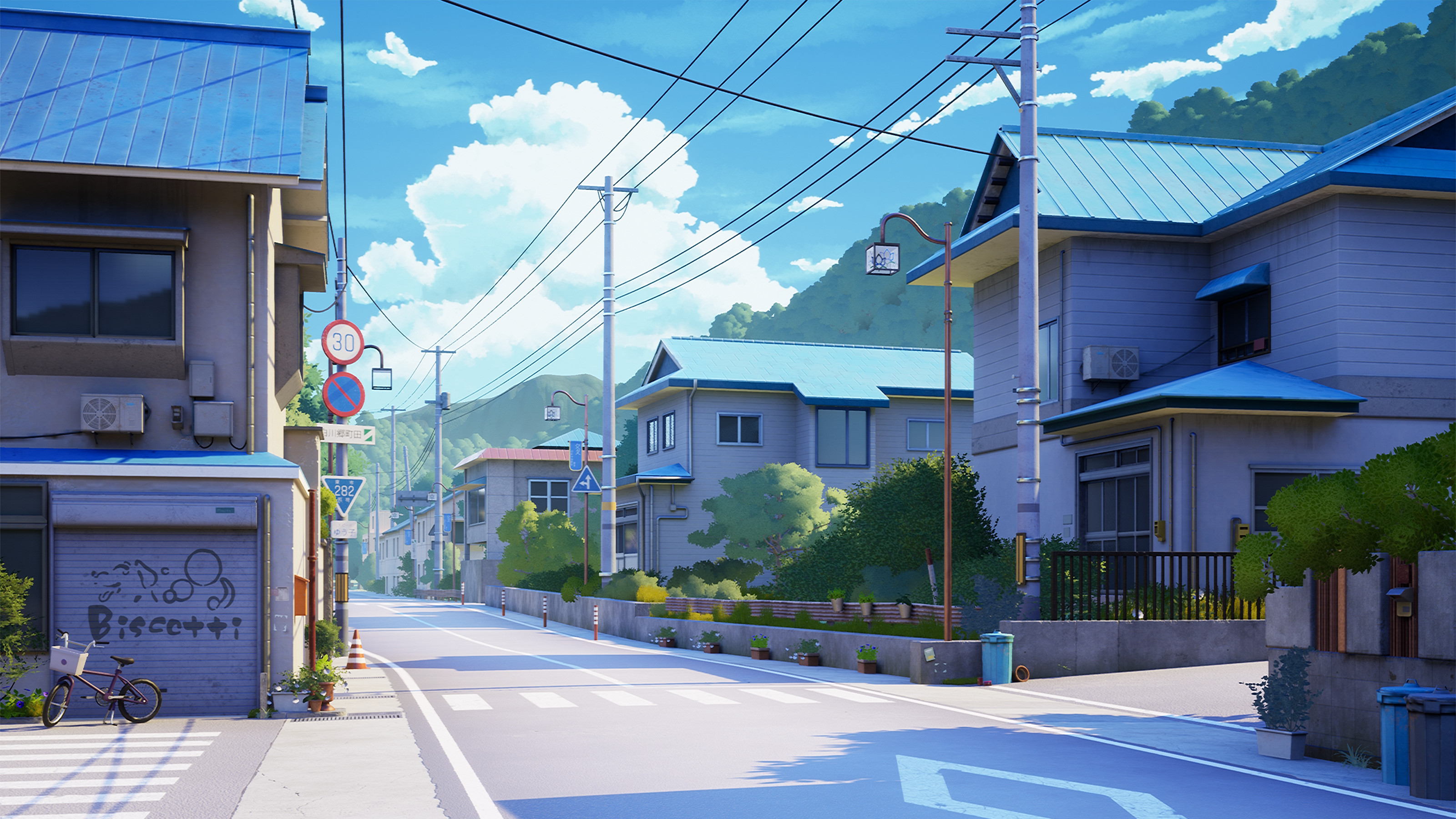 Anime 3200x1800 anime Japan street CGI