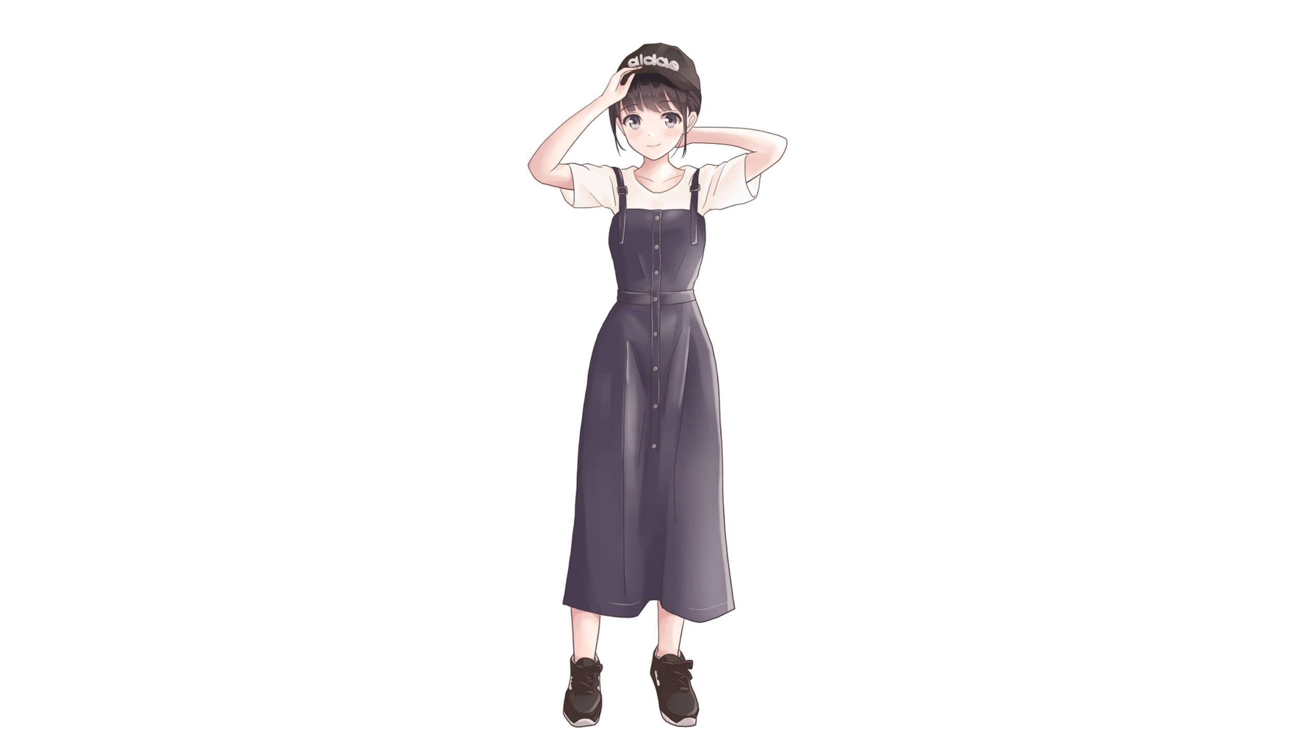 Anime 2560x1440 anime anime girls original characters artwork yukimaru217 dress baseball cap sneakers