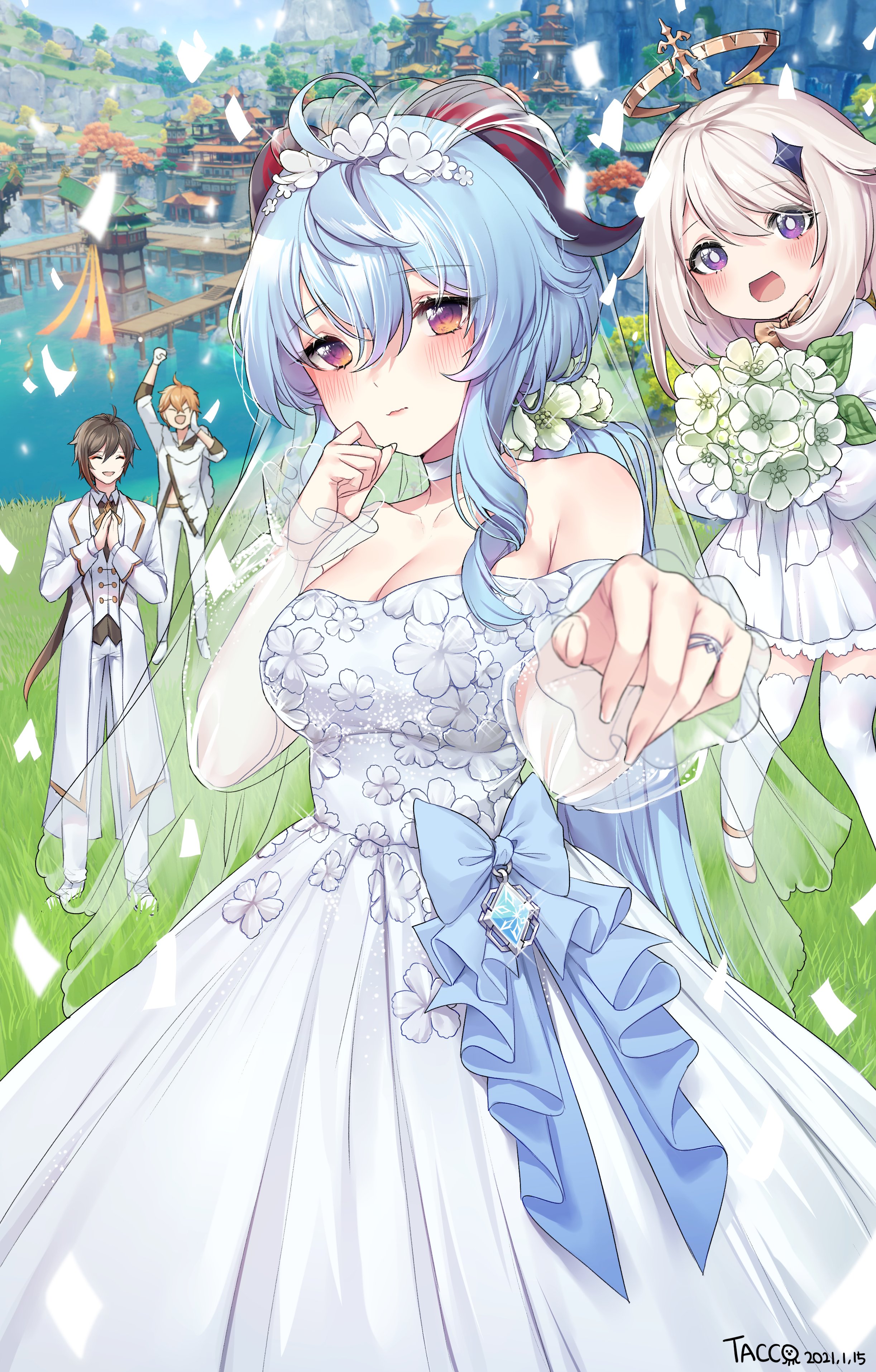Anime 2445x3828 Genshin Impact anime girls Ganyu (Genshin Impact) tacco wedding dress