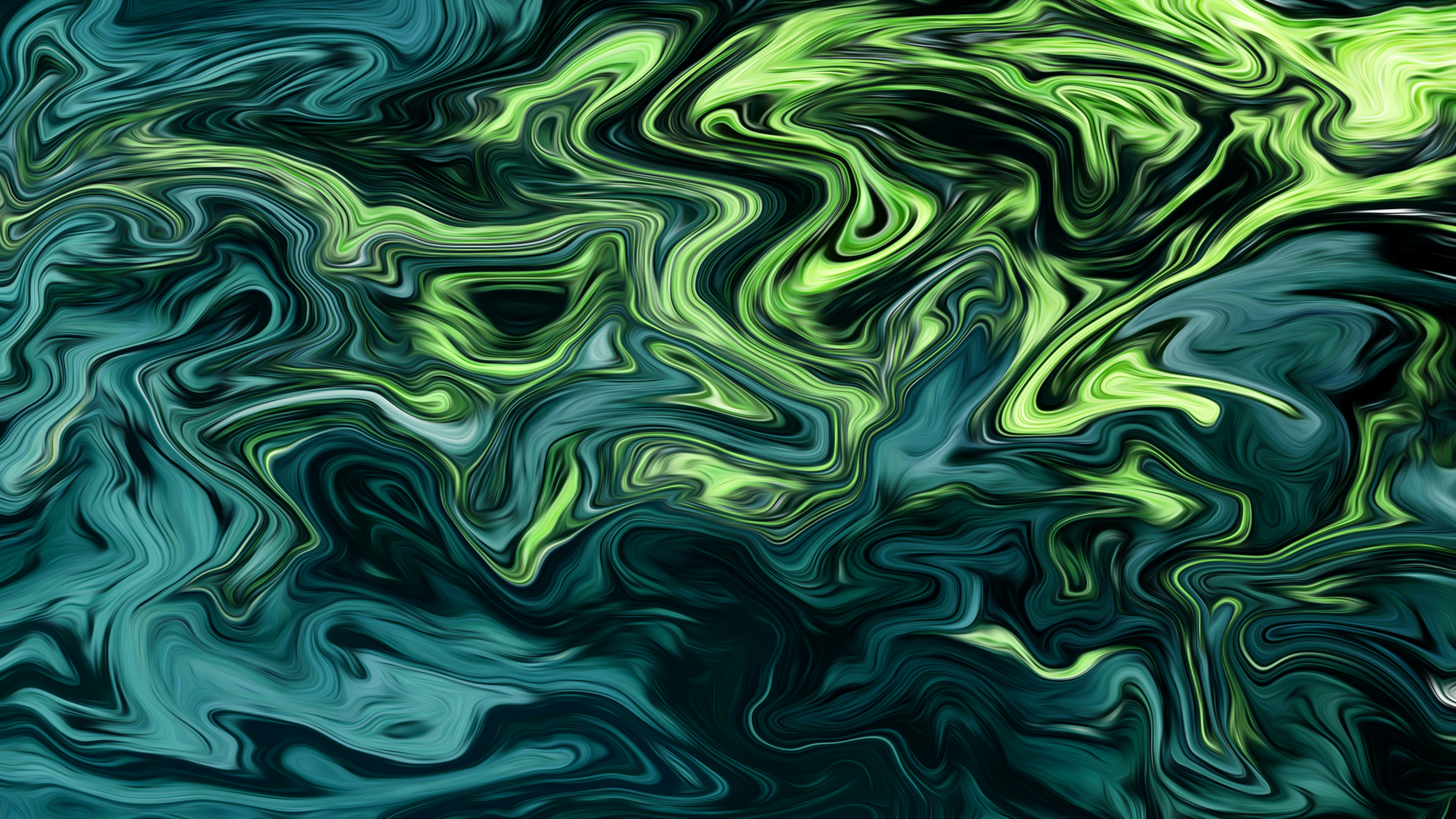 General 3840x2160 abstract fluid liquid shapes colorful artwork green dark ArtStation XEBELION digital art