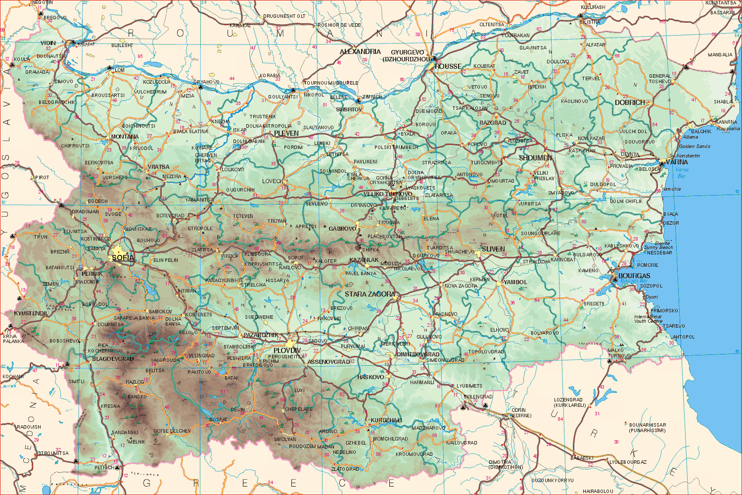 General 1500x1000 map Bulgaria Europe