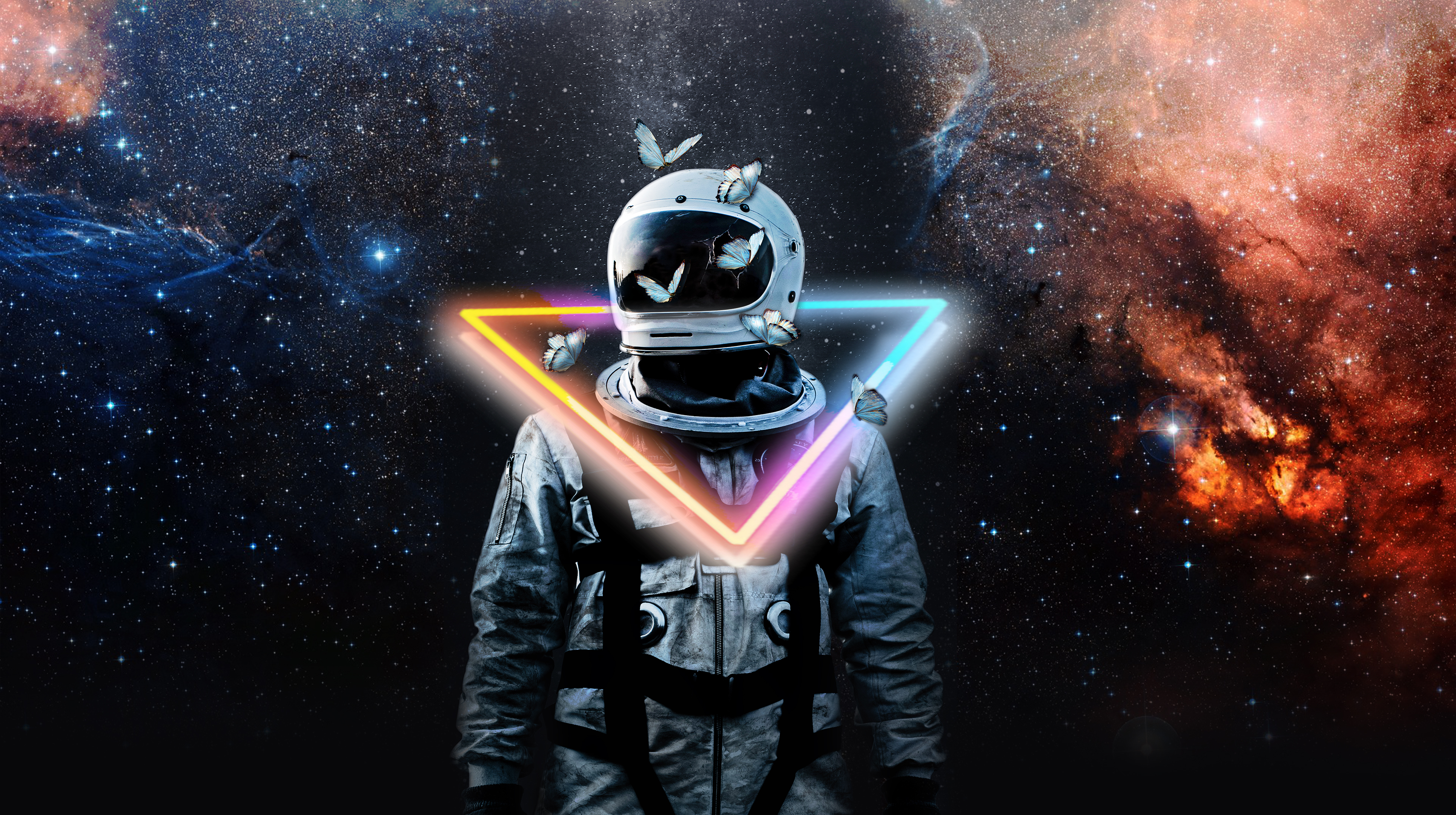 General 3860x2160 astronaut abstract neon galaxy