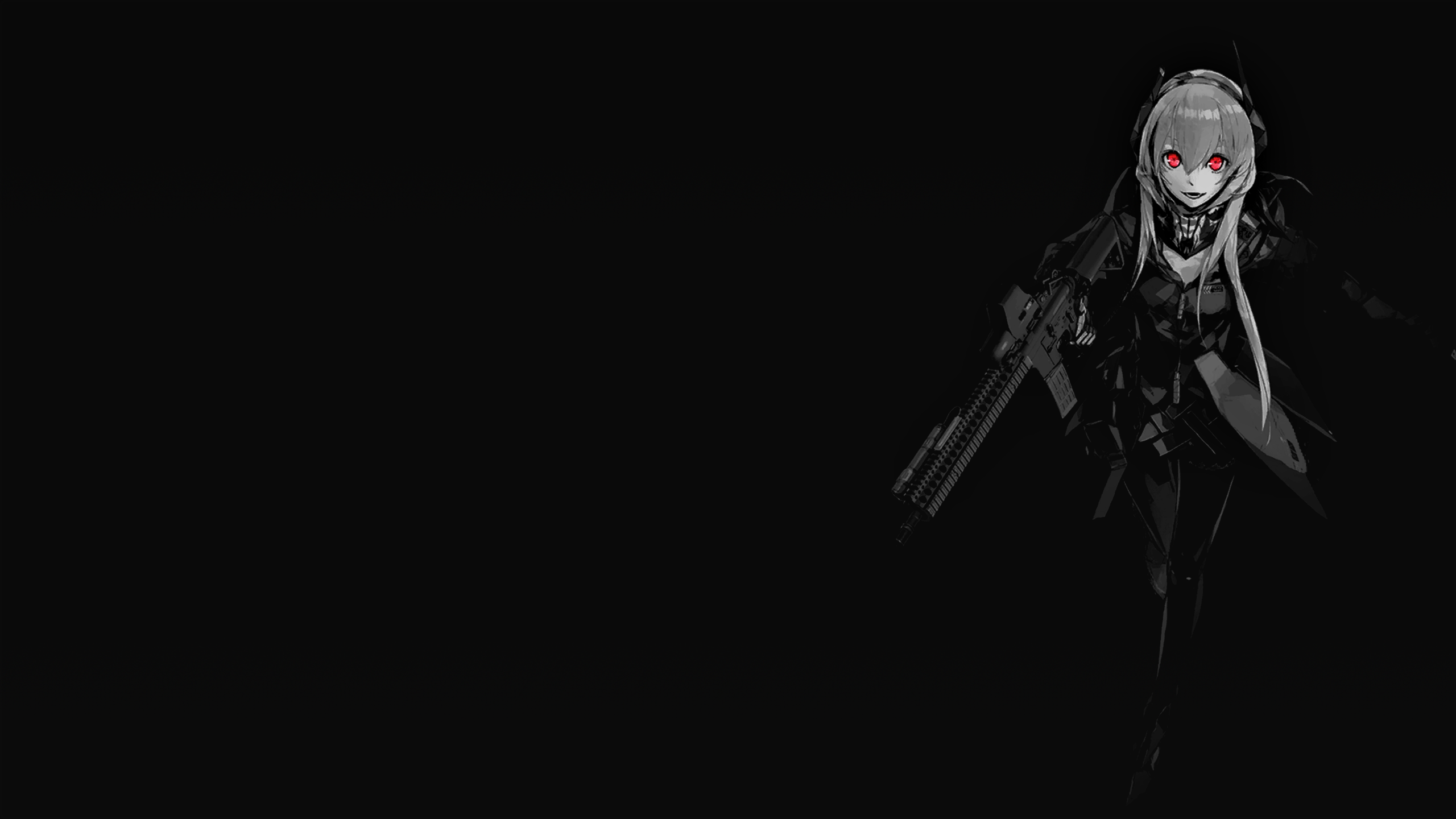Anime 2560x1440 selective coloring black background dark background simple background anime girls gun girls with guns M4 SOPMOD II (Girls Frontline)