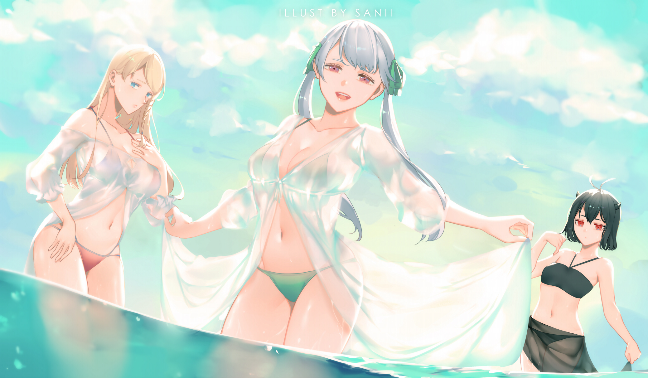 Anime 2078x1212 anime anime girls Black Clover swimwear bikini in water water Noelle Silva Nero (Black Clover)