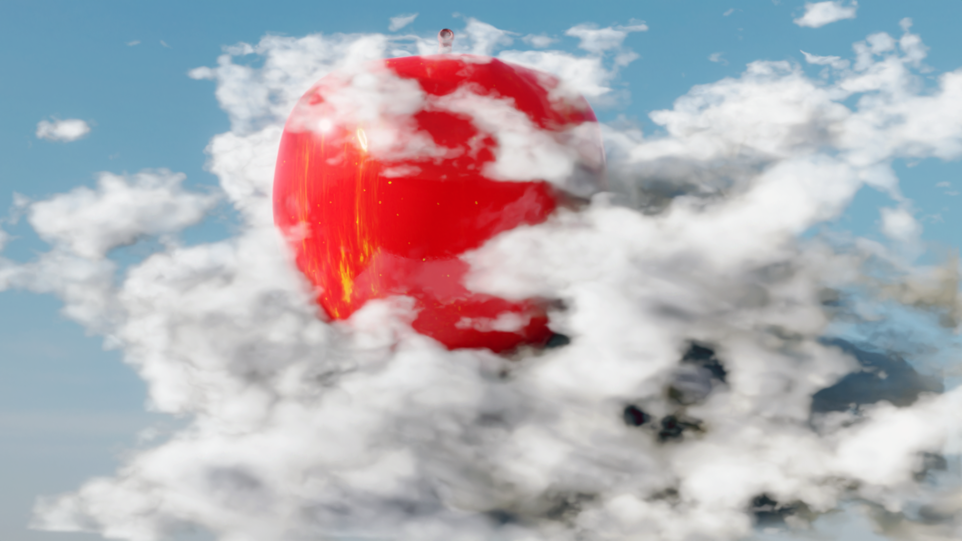 General 1920x1080 red apple clouds Blender CGI 3D Abstract abstract fruit sky digital art