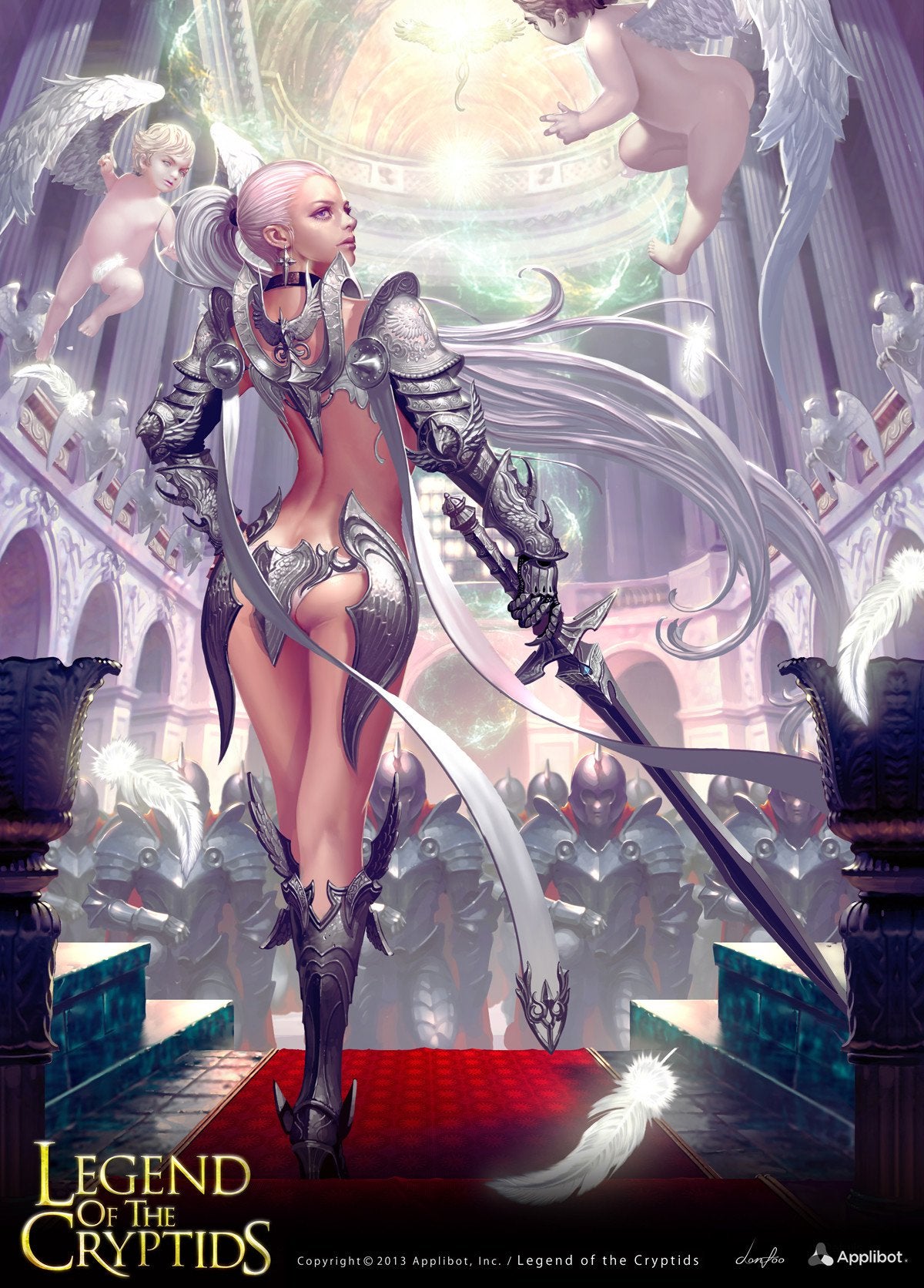 General 1200x1672 Legend of the Cryptids warrior sword armor army angel purple eyes back fantasy art fantasy girl digital art artwork