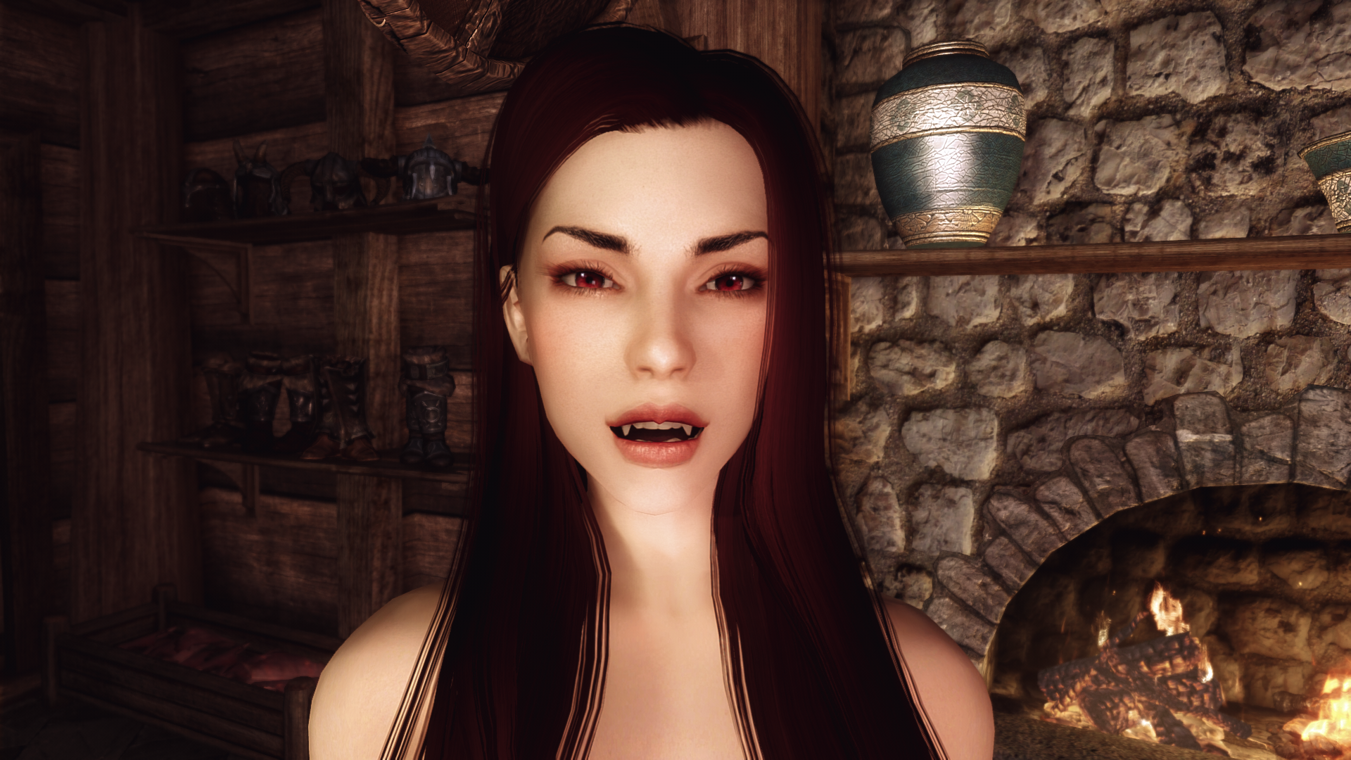 General 1920x1080 The Elder Scrolls V: Skyrim modding Serana fangs sensual gaze vampires Bethesda Softworks video games