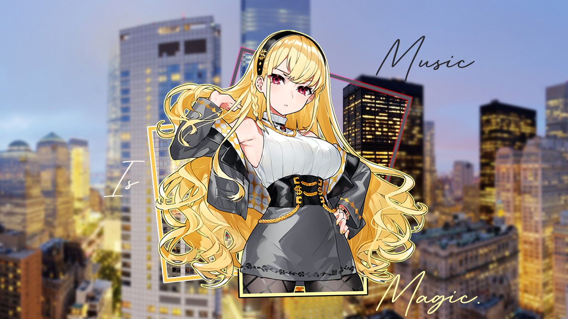 Anime 1920x1080 city Denonbu picture-in-picture anime girls