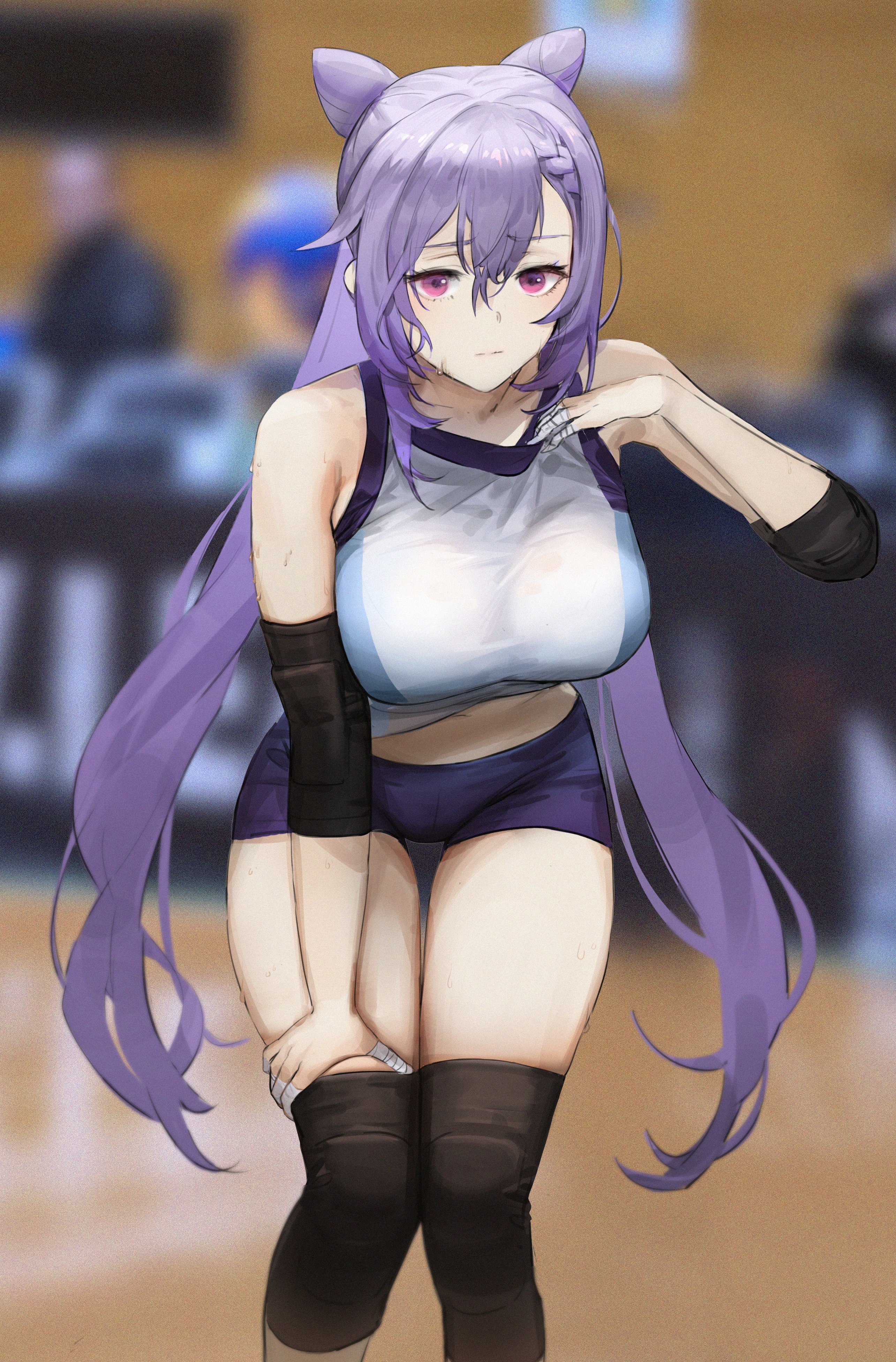 Anime 2569x3904 Genshin Impact Keqing (Genshin Impact) anime girls thighs purple hair