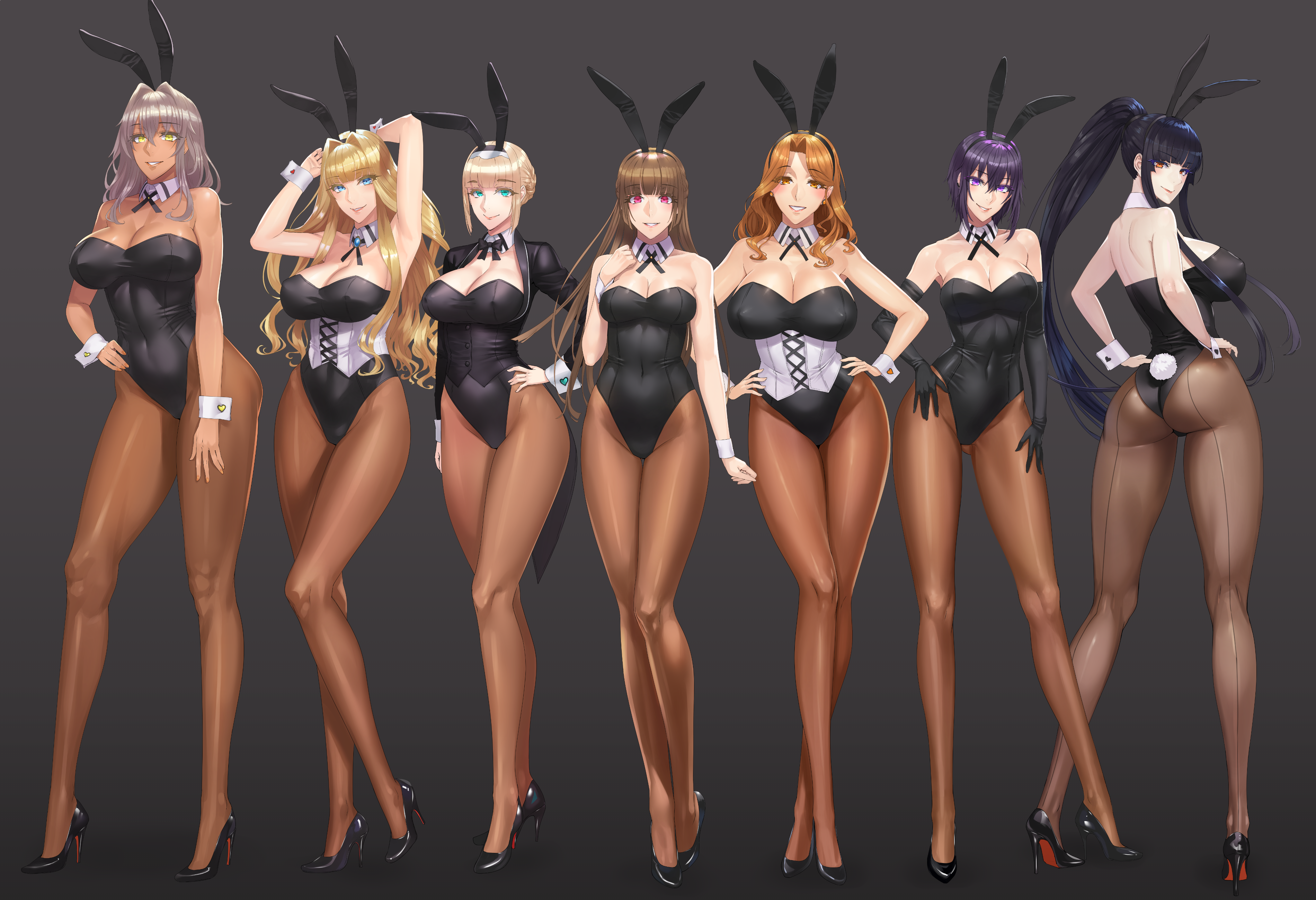 Anime 3800x2600 artwork leotard cleavage bunny ears pantyhose bunny suit Damegane line-up