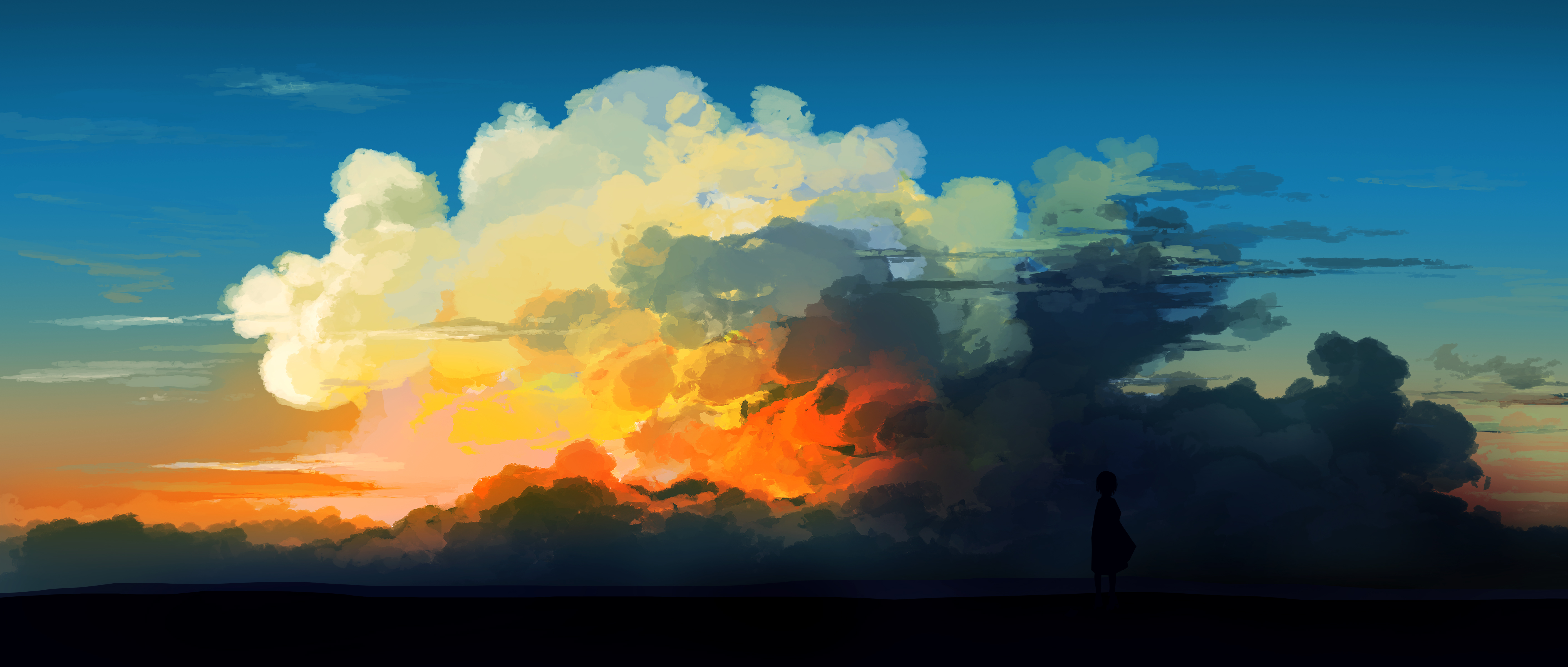 General 5640x2400 Gracile digital art artwork illustration drawing clouds sunset landscape