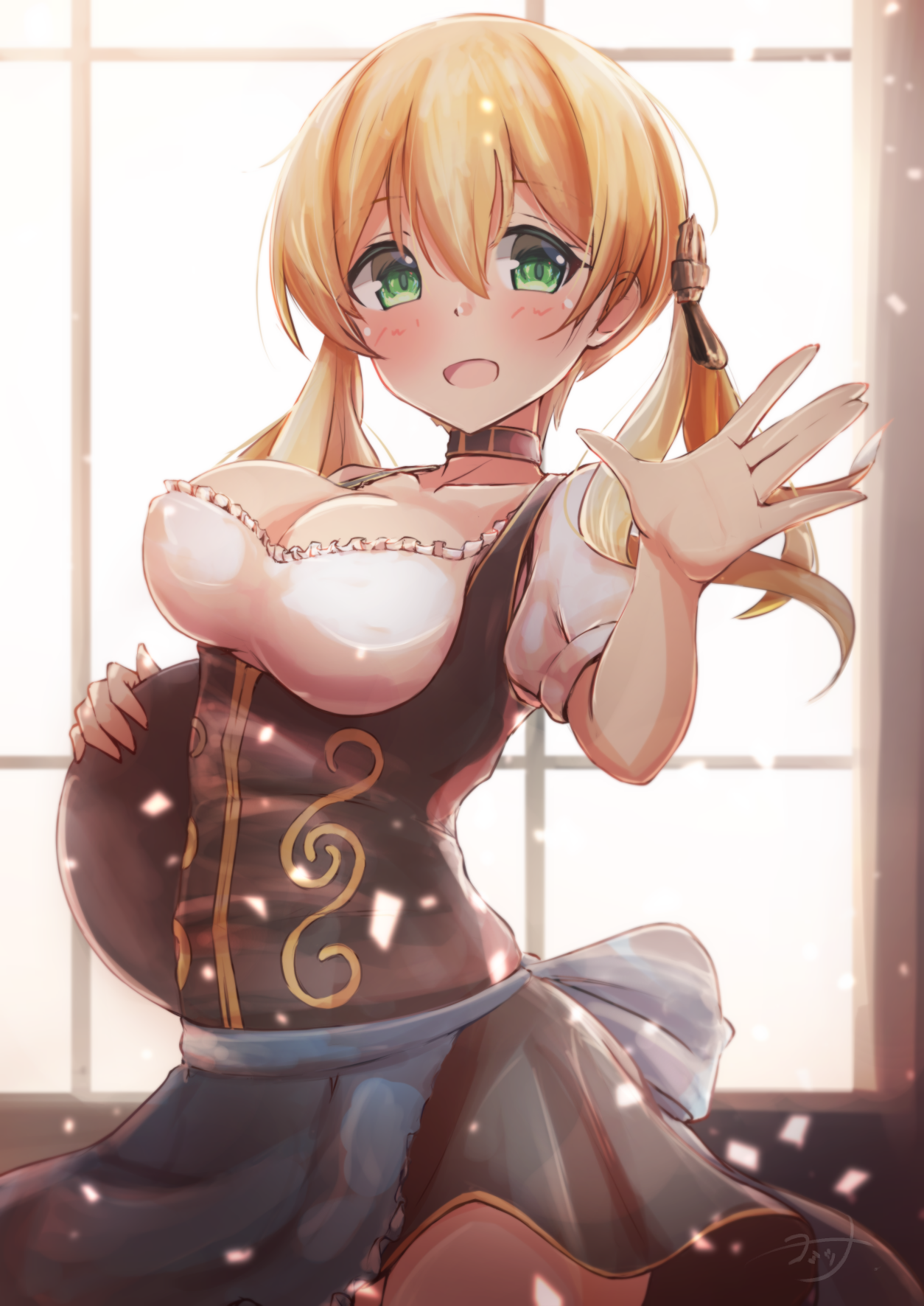 Anime 1254x1771 anime anime girls Kantai Collection Prinz Eugen (KanColle) twintails blonde solo artwork digital art fan art maid outfit