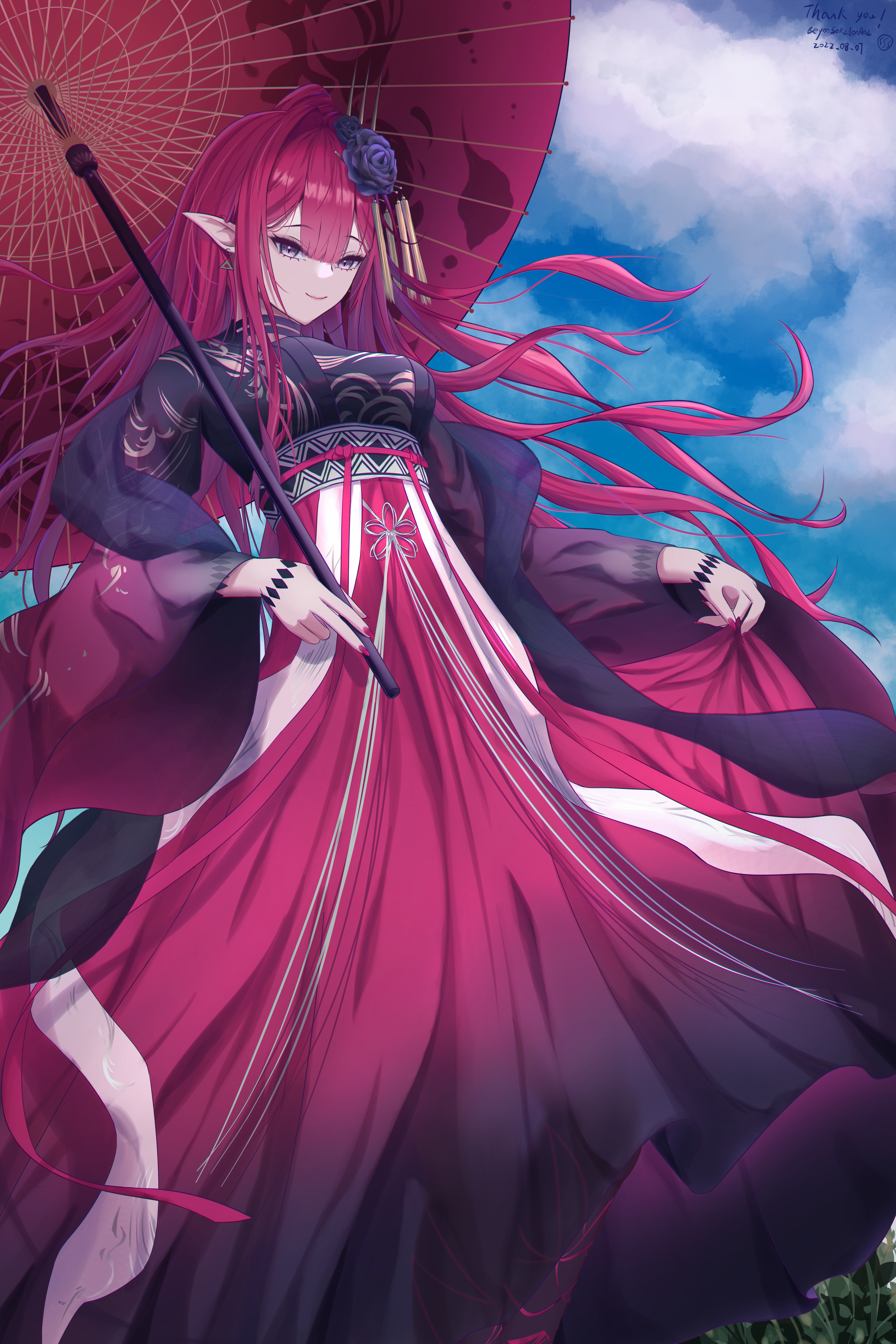 Anime 4000x6000 Fate series Fate/Grand Order Baobhan Sith anime girls umbrella redhead pointy ears