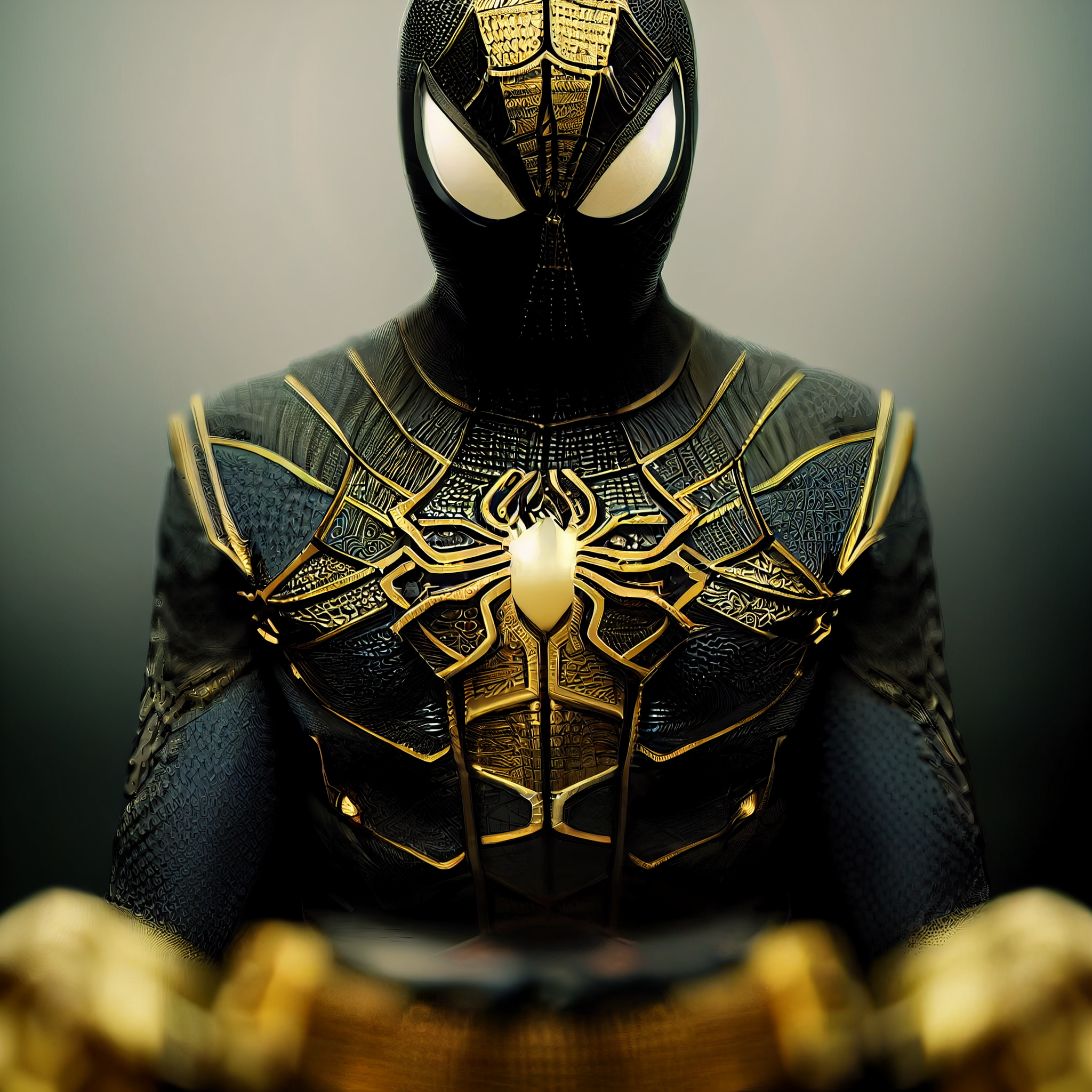 General 2048x2048 spider black gold Spider-Man superhero Marvel Comics digital art simple background