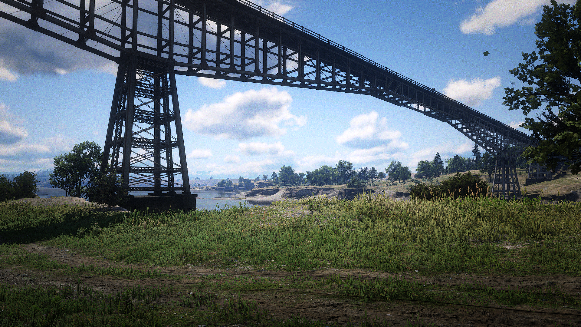 General 1920x1080 Red Dead Redemption 2 Red Dead Redemption railway beach clouds fictional PC gaming screen shot video games bridge construction