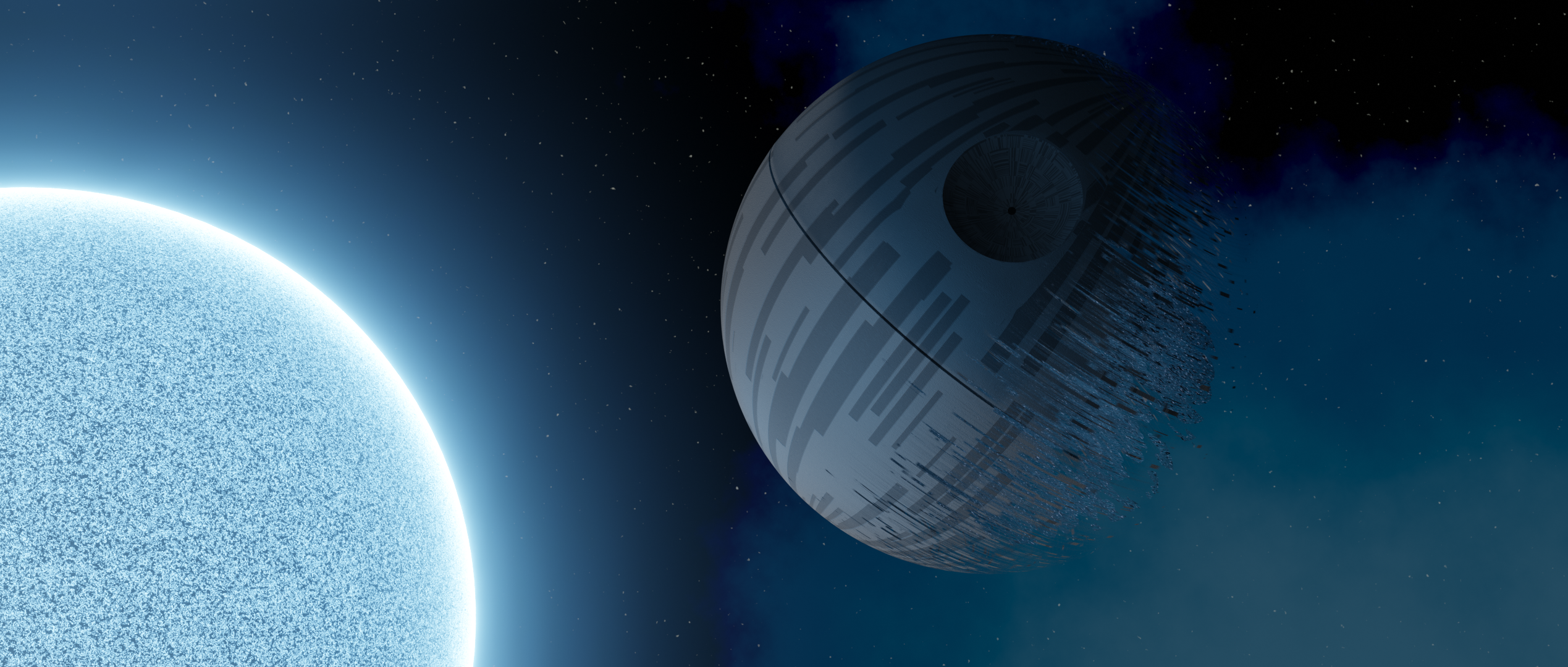 General 2538x1080 Star Wars space stars Blender Death Star Sun CGI science fiction space clouds space art