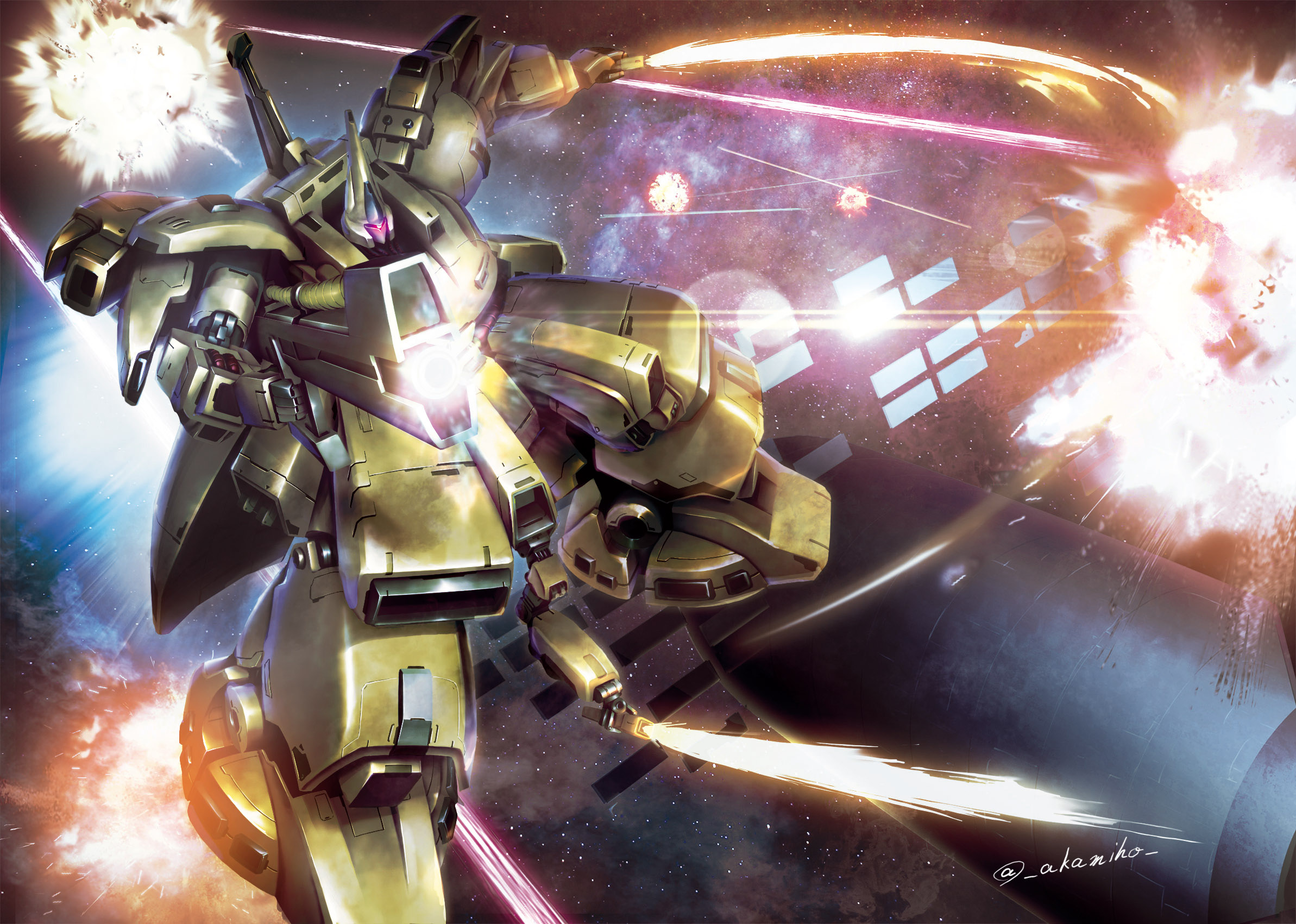 Anime 2386x1701 The-O Mobile Suit Zeta Gundam Mobile Suit anime mechs Super Robot Taisen artwork digital art fan art