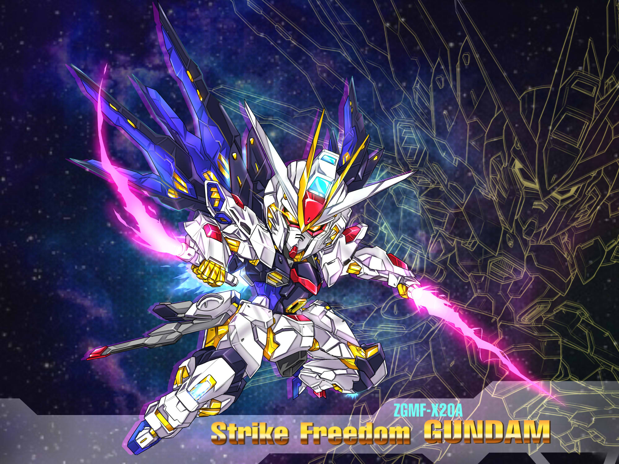 Anime 2000x1500 anime mechs Super Robot Taisen Gundam Mobile Suit Gundam SEED Destiny Strike Freedom Gundam artwork digital art fan art