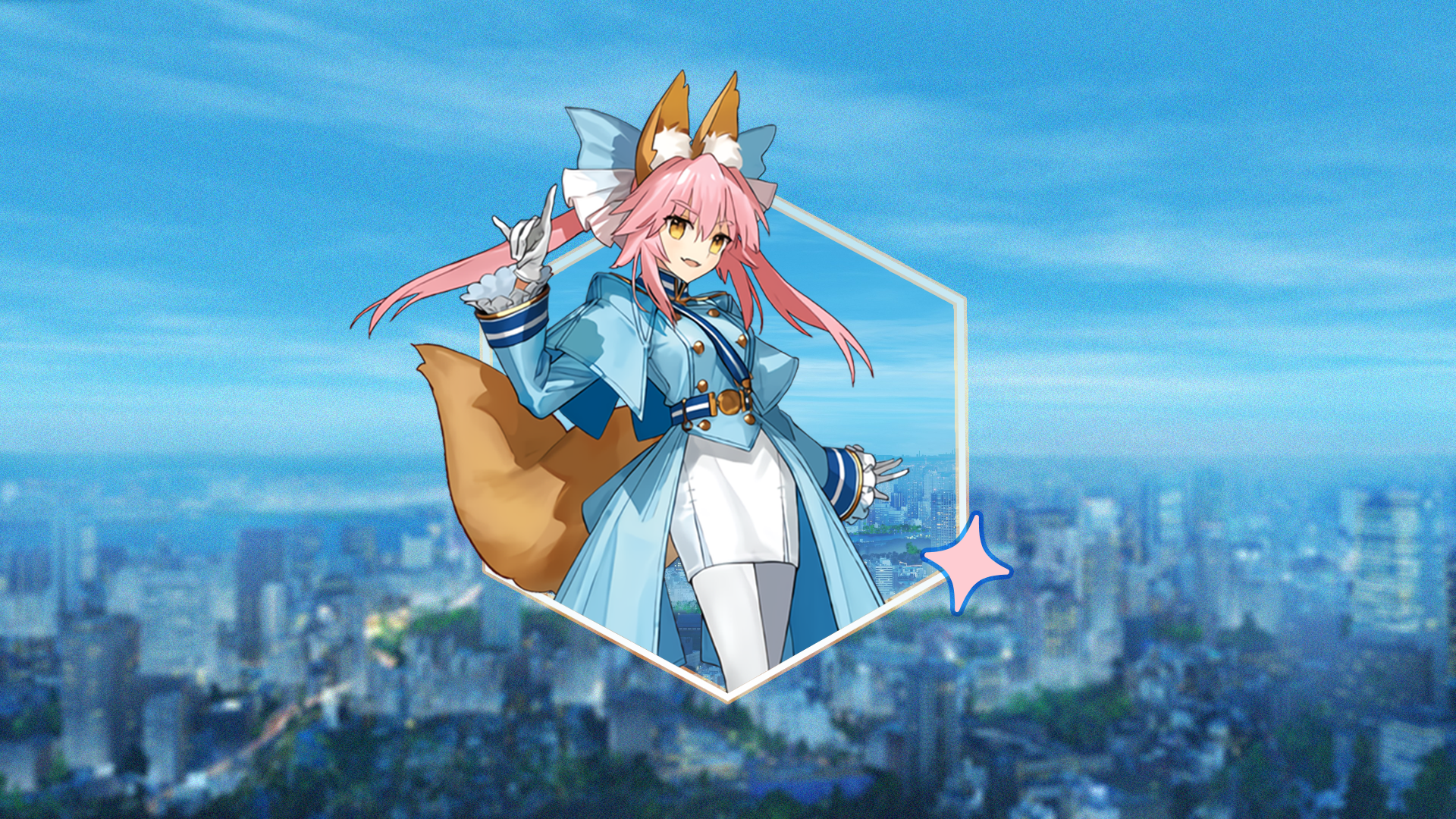 Anime 1920x1080 Fate series picture-in-picture city Fate/Extra Fate/Extra CCC anime girls Tamamo no Mae (fate/grand order) Tamamo animal ears fox girl fox ears fox tail
