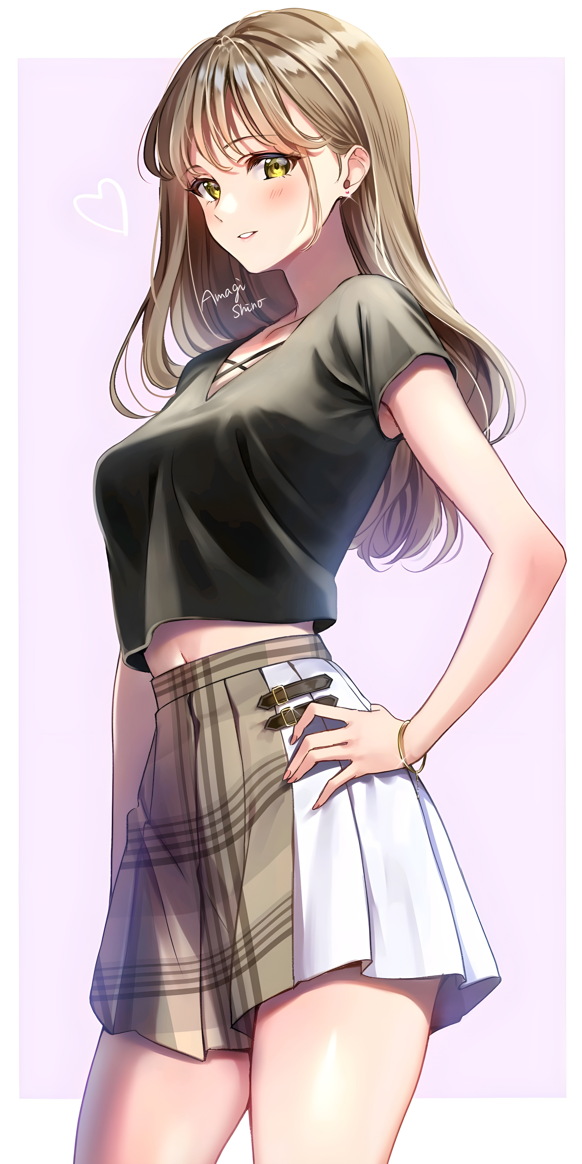 Anime 2400x4800 digital art anime anime girls looking at viewer portrait portrait display 2D Pixiv petite blonde skirt belly belly button