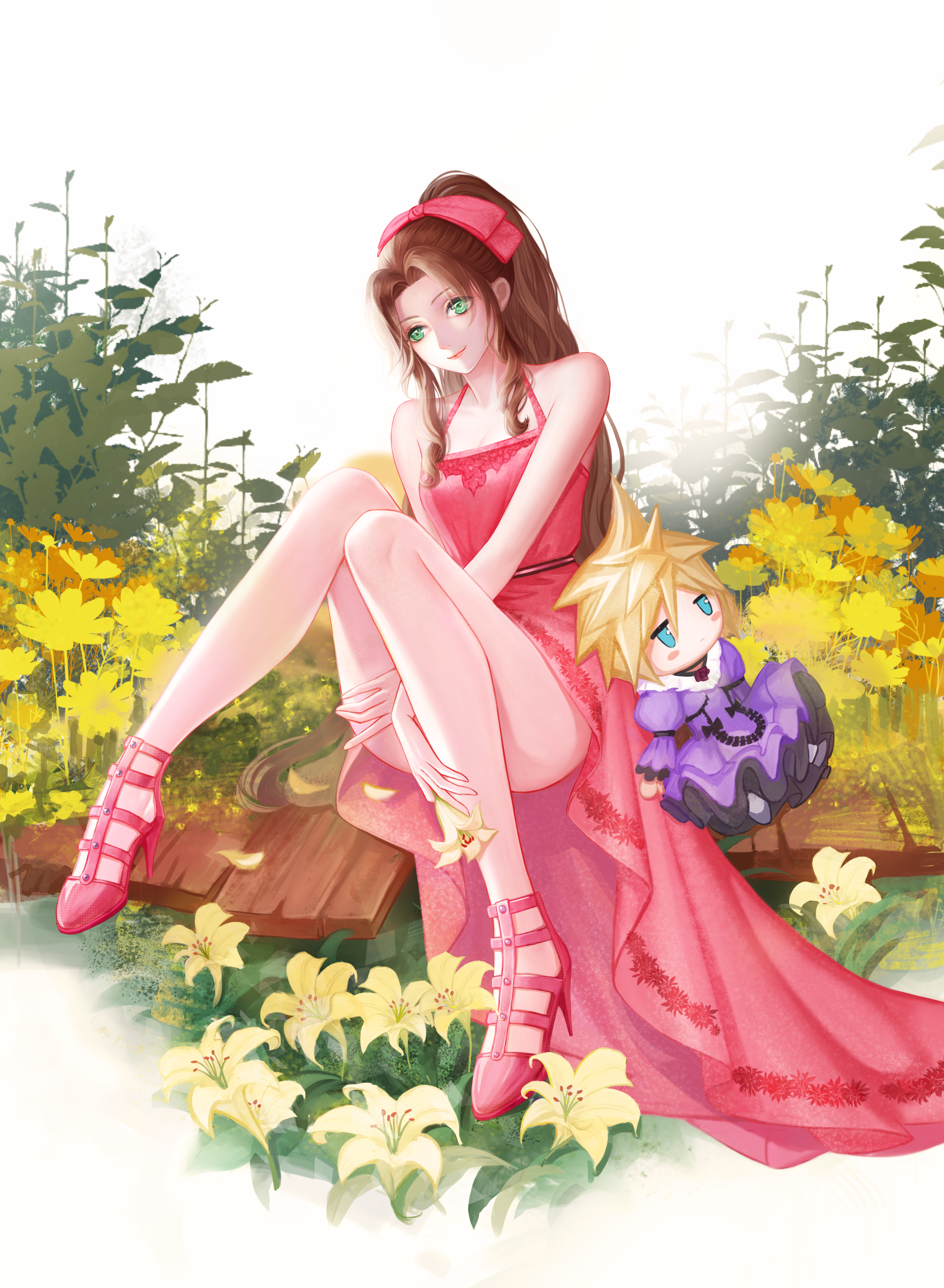 Anime 2920x3983 Final Fantasy Final Fantasy VII Final Fantasy VII: Remake dress anime girls flowers video game girls Aerith Gainsborough