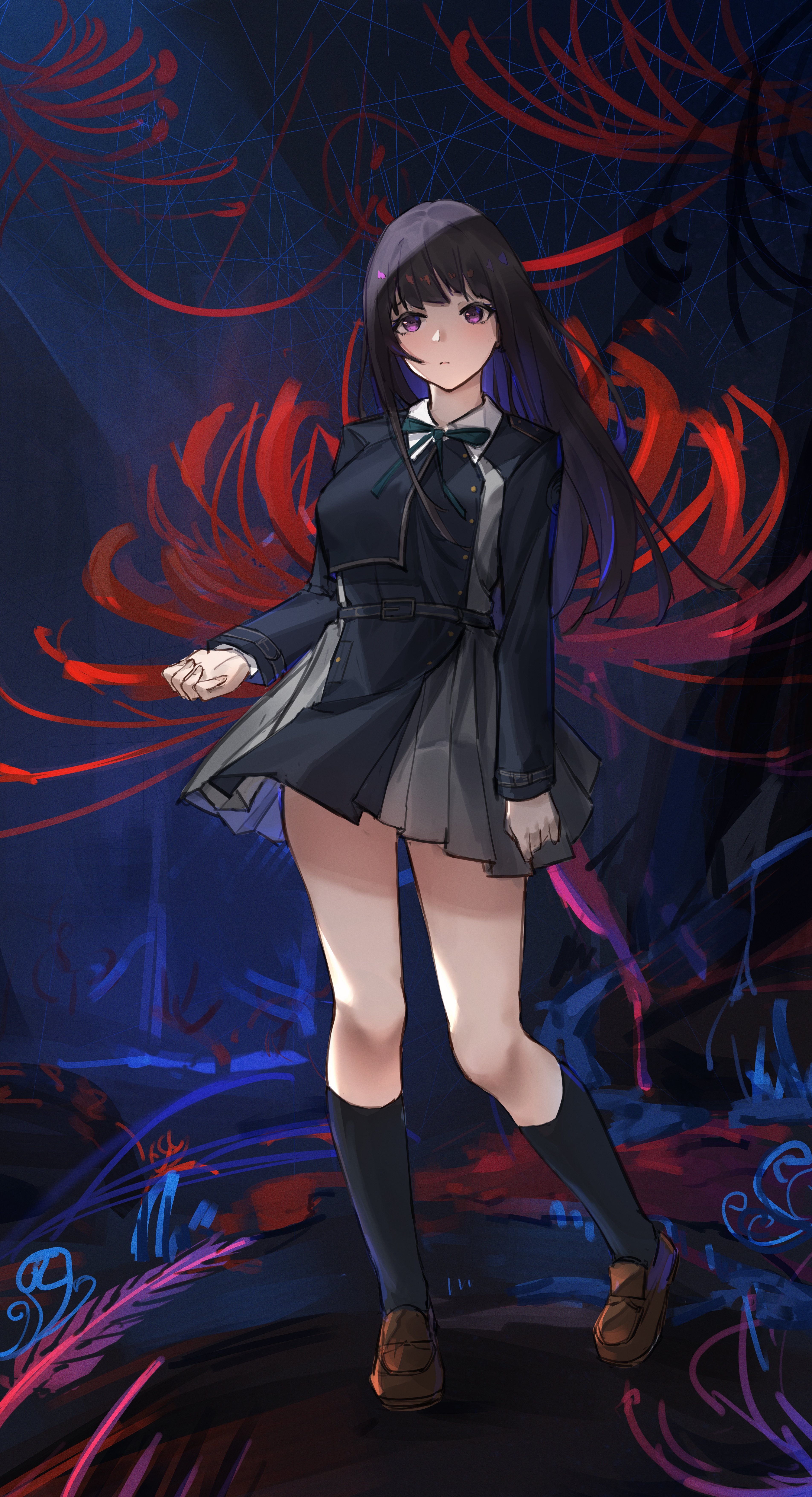 Anime 3809x7016 anime anime girls Lycoris Recoil Inoue Takina long hair black hair solo artwork digital art fan art