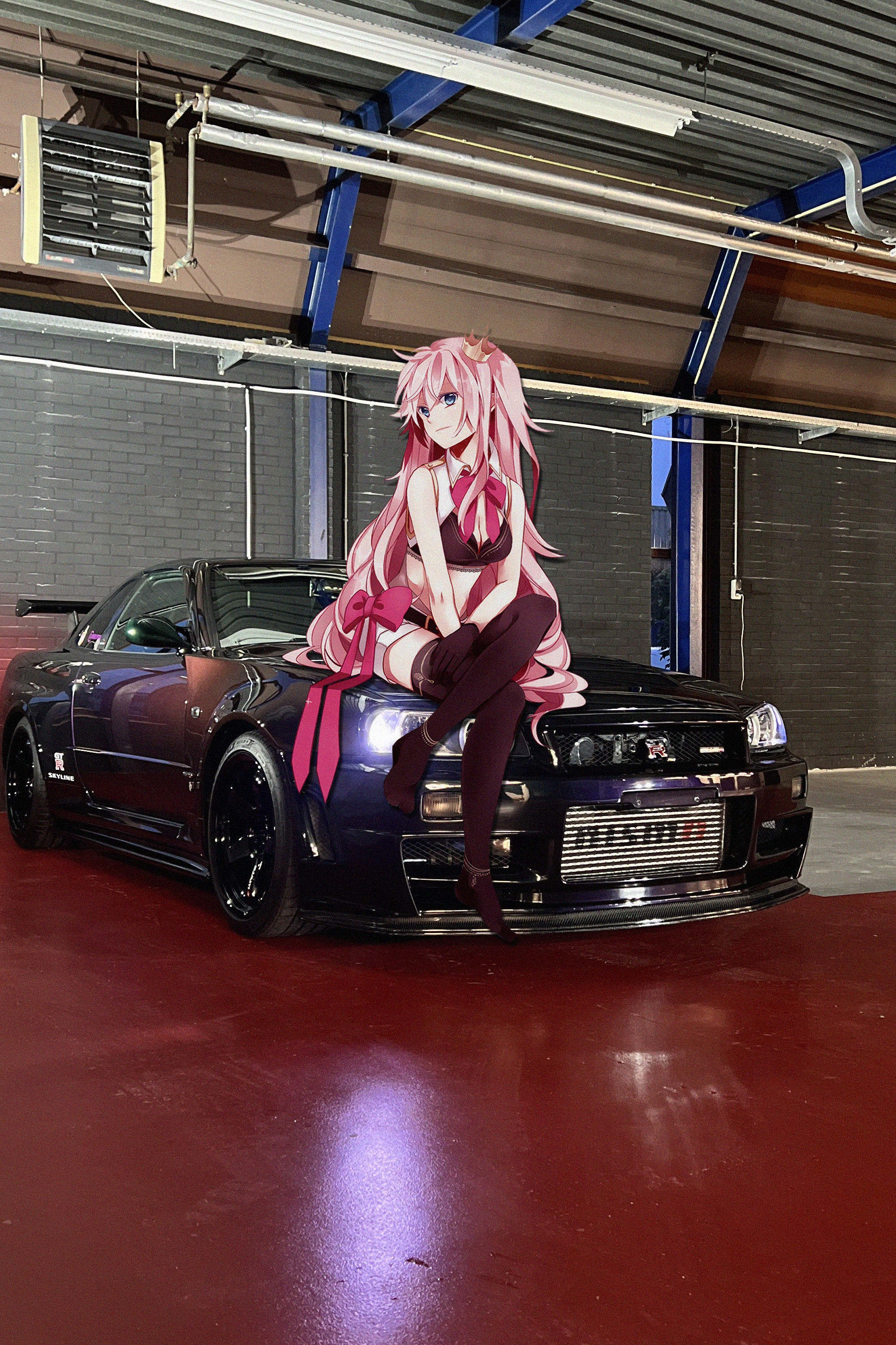 Anime 2000x3000 Nissan Skyline R34 anime girls Japanese cars car animeirl