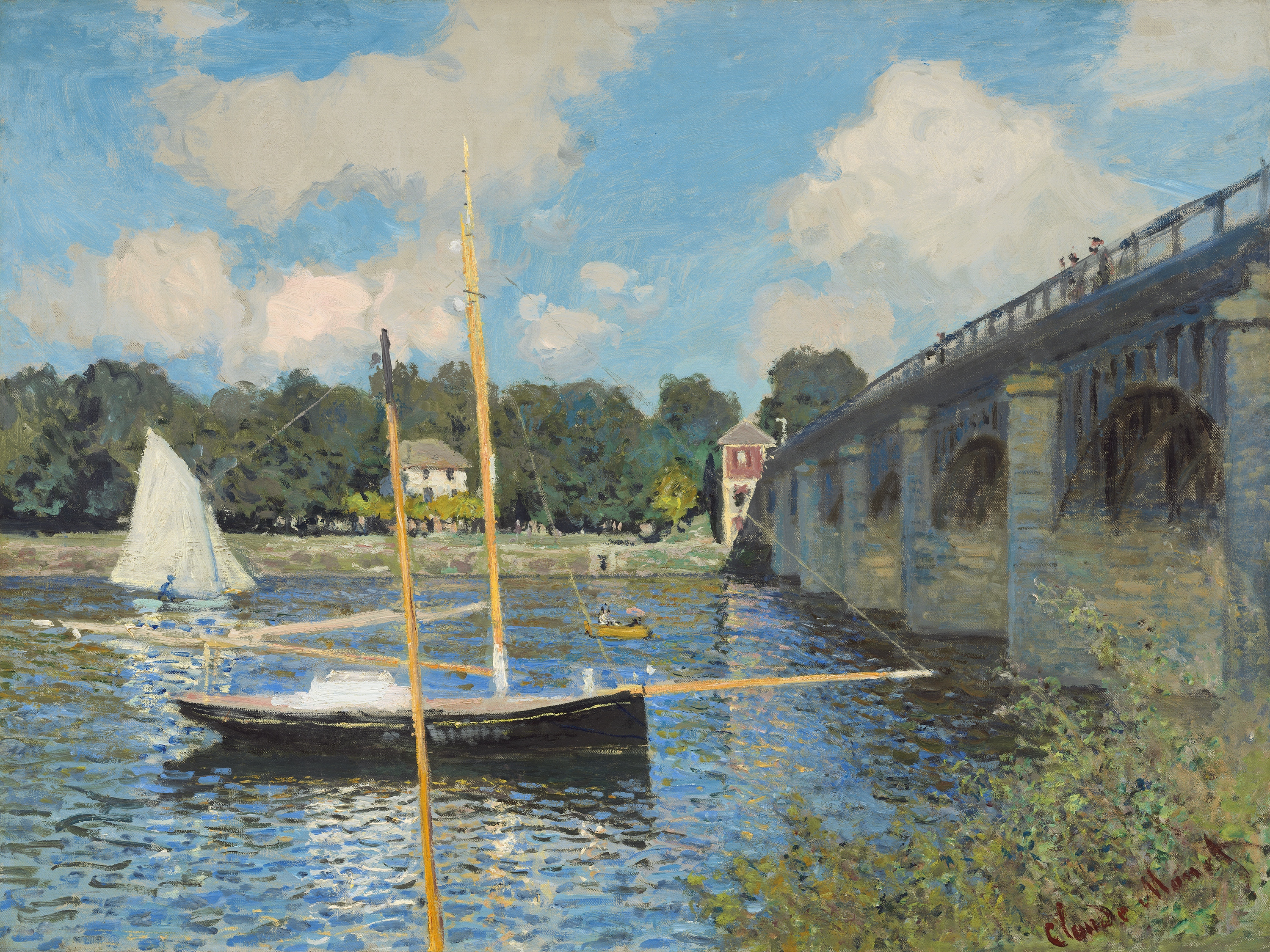 General 3000x2250 river impressionism Claude Monet classic art boat painting artwork