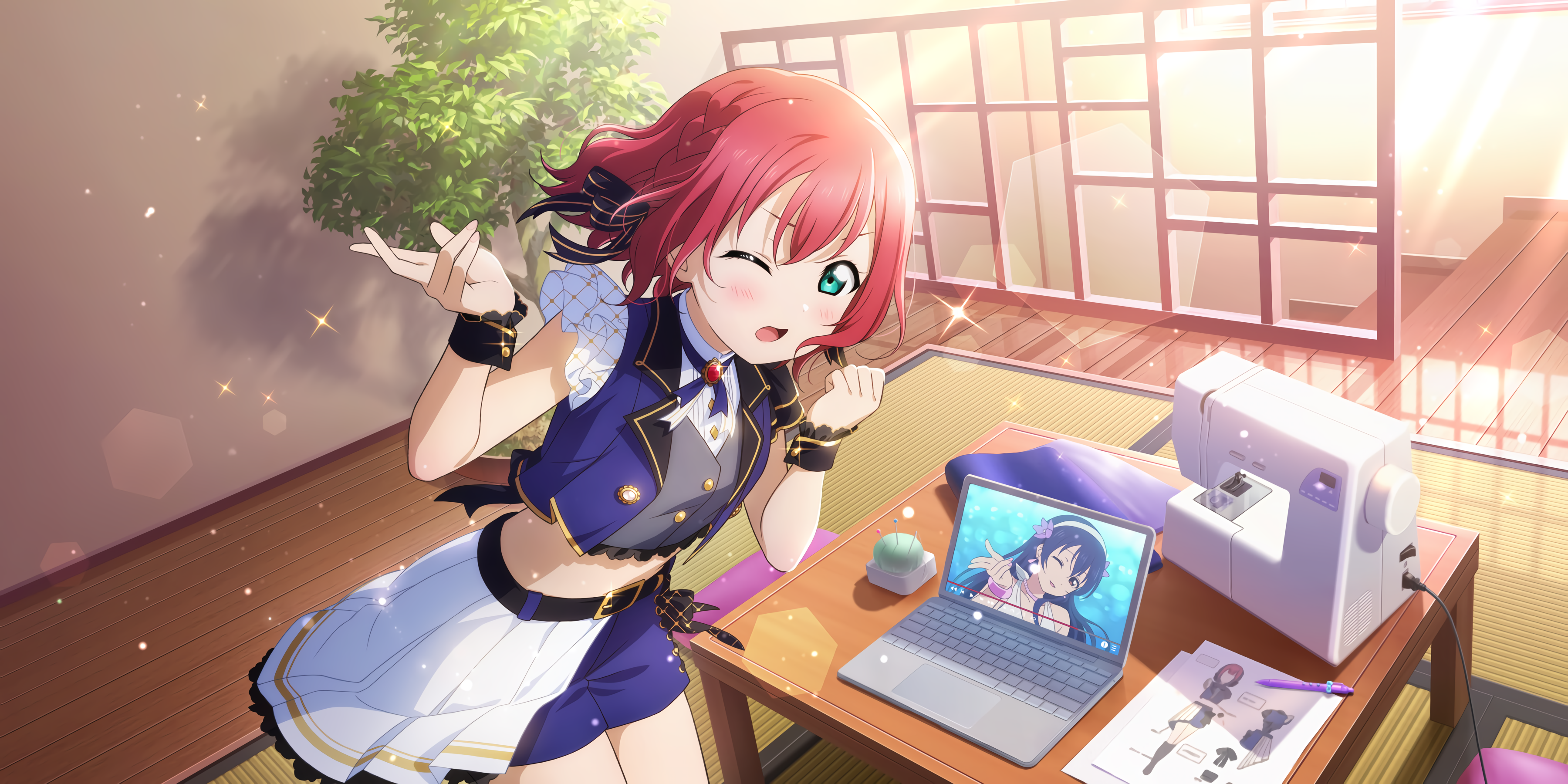 Anime 3600x1800 Kurosawa Ruby Love Live! Sunshine anime anime girls laptop red eyes