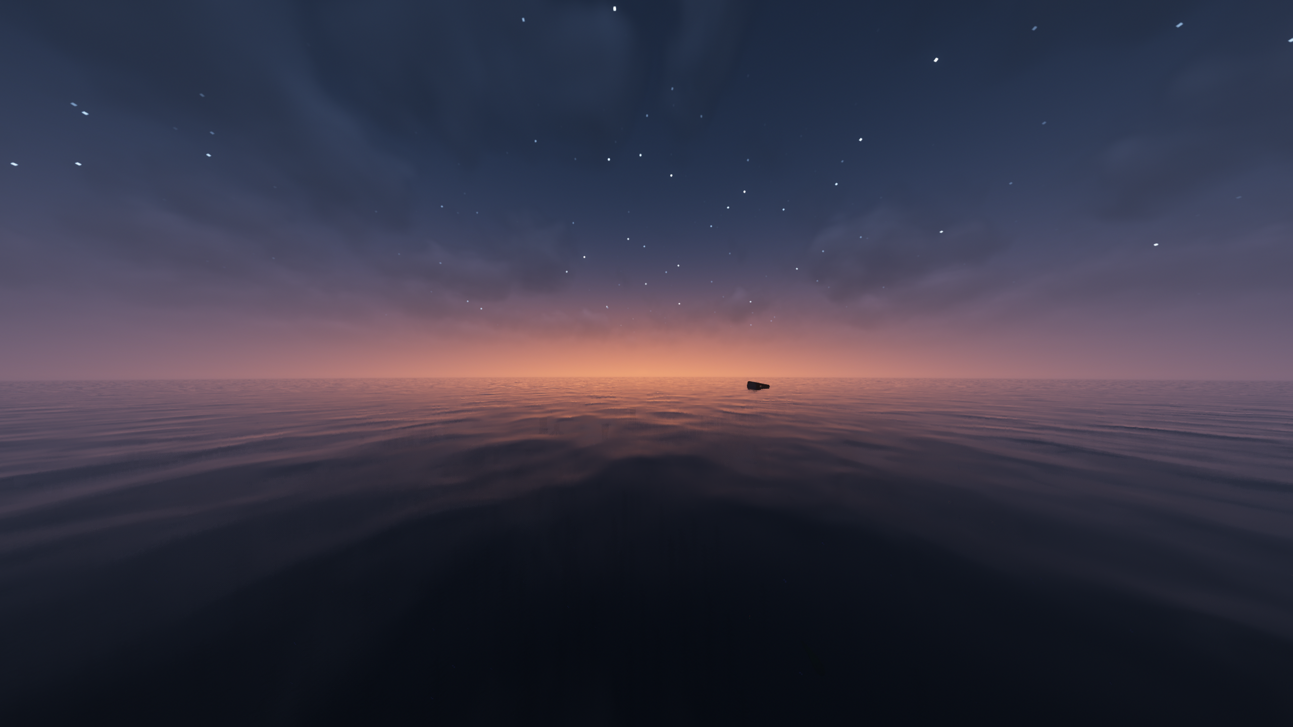General 2560x1440 Minecraft video games water sea sky clouds sunset stars