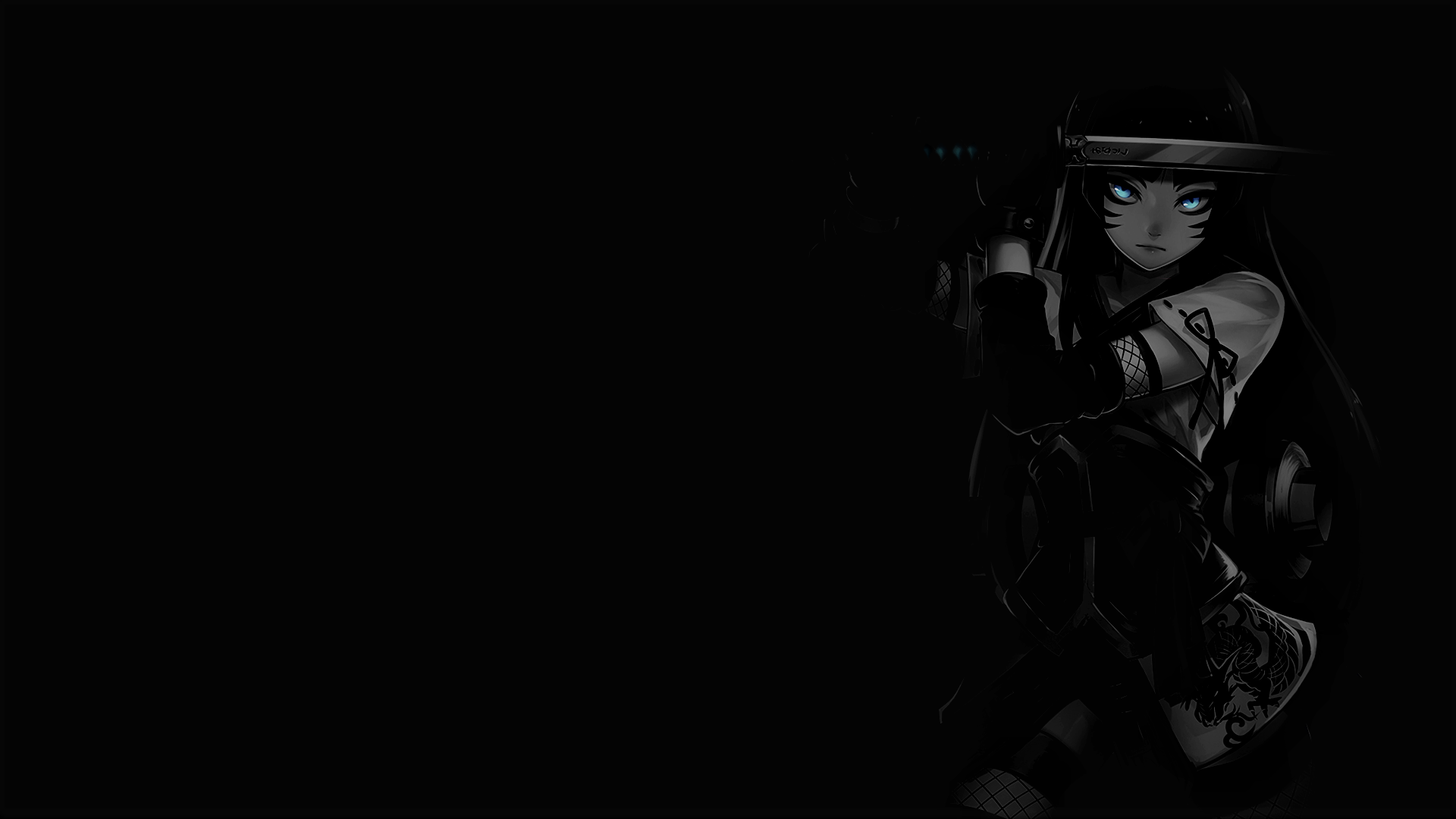 Anime 1920x1080 selective coloring black background dark background simple background anime girls sword