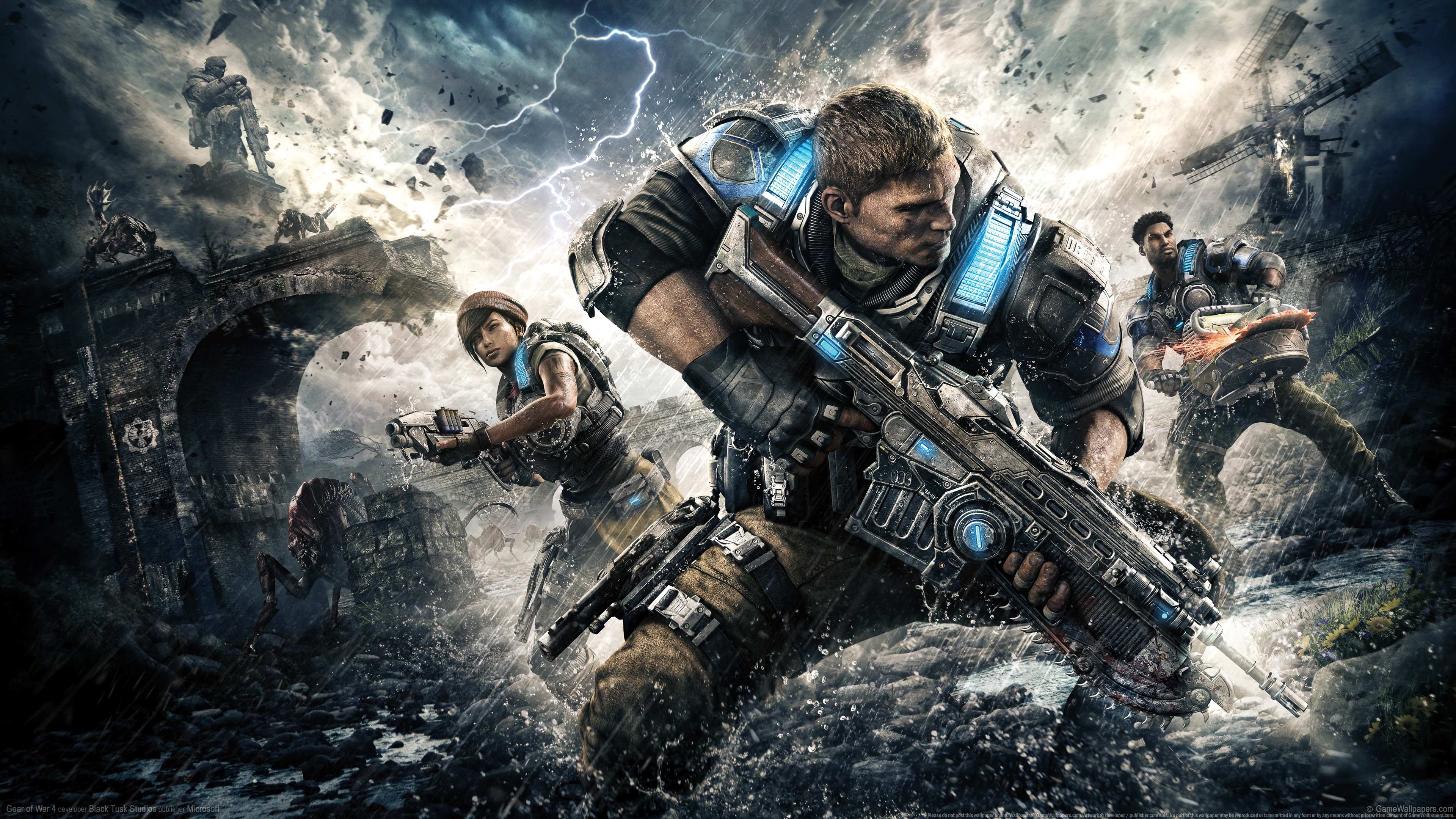 General 3840x2160 war lightning fighting Gears of War 5 video games video game characters