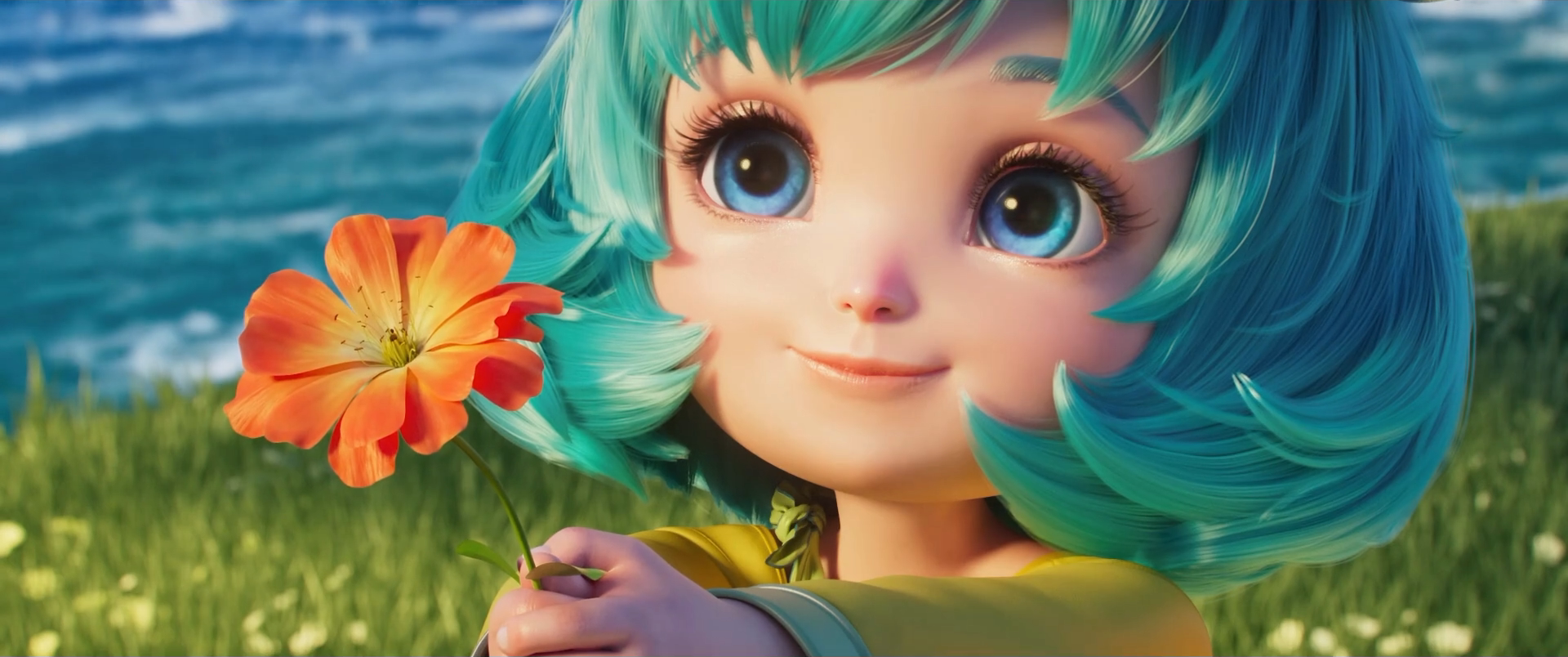 General 1920x804 Arena of Valor animation flowers plants blue eyes cyan hair children