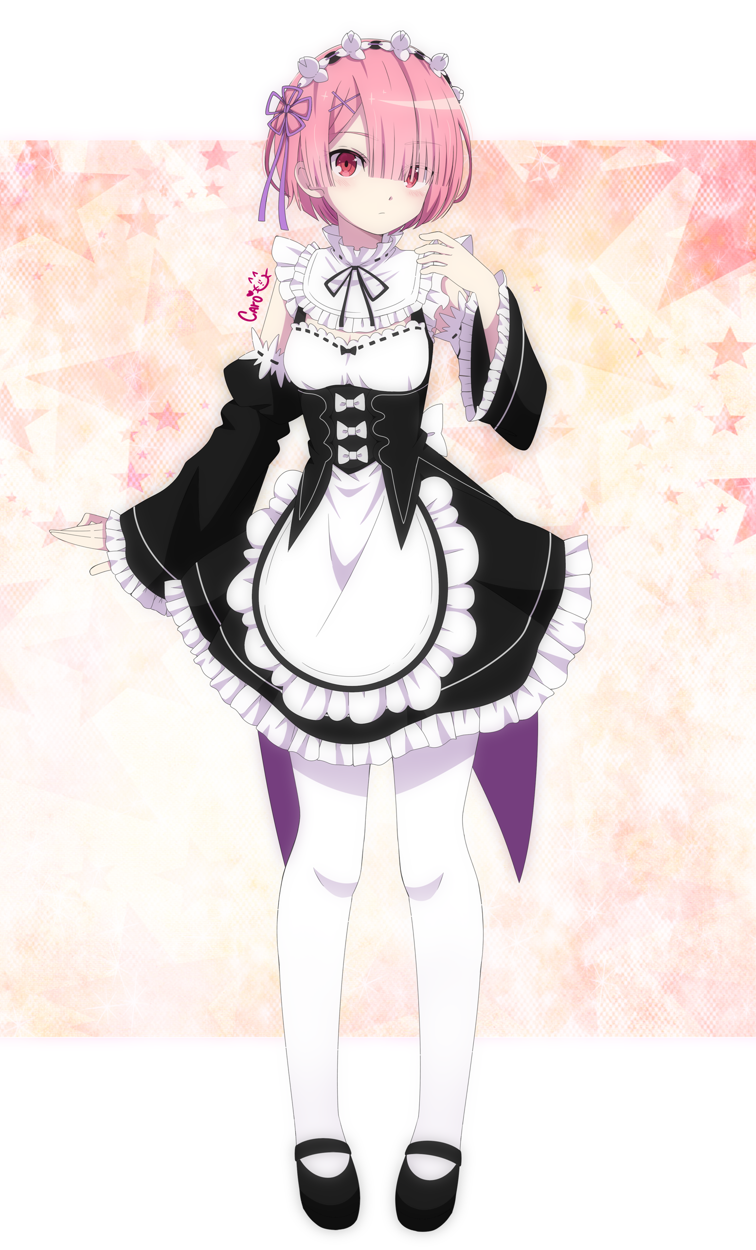 Anime 1554x2568 anime anime girls Re:Zero Kara Hajimeru Isekai Seikatsu Ram (Re: Zero) pink hair maid maid outfit