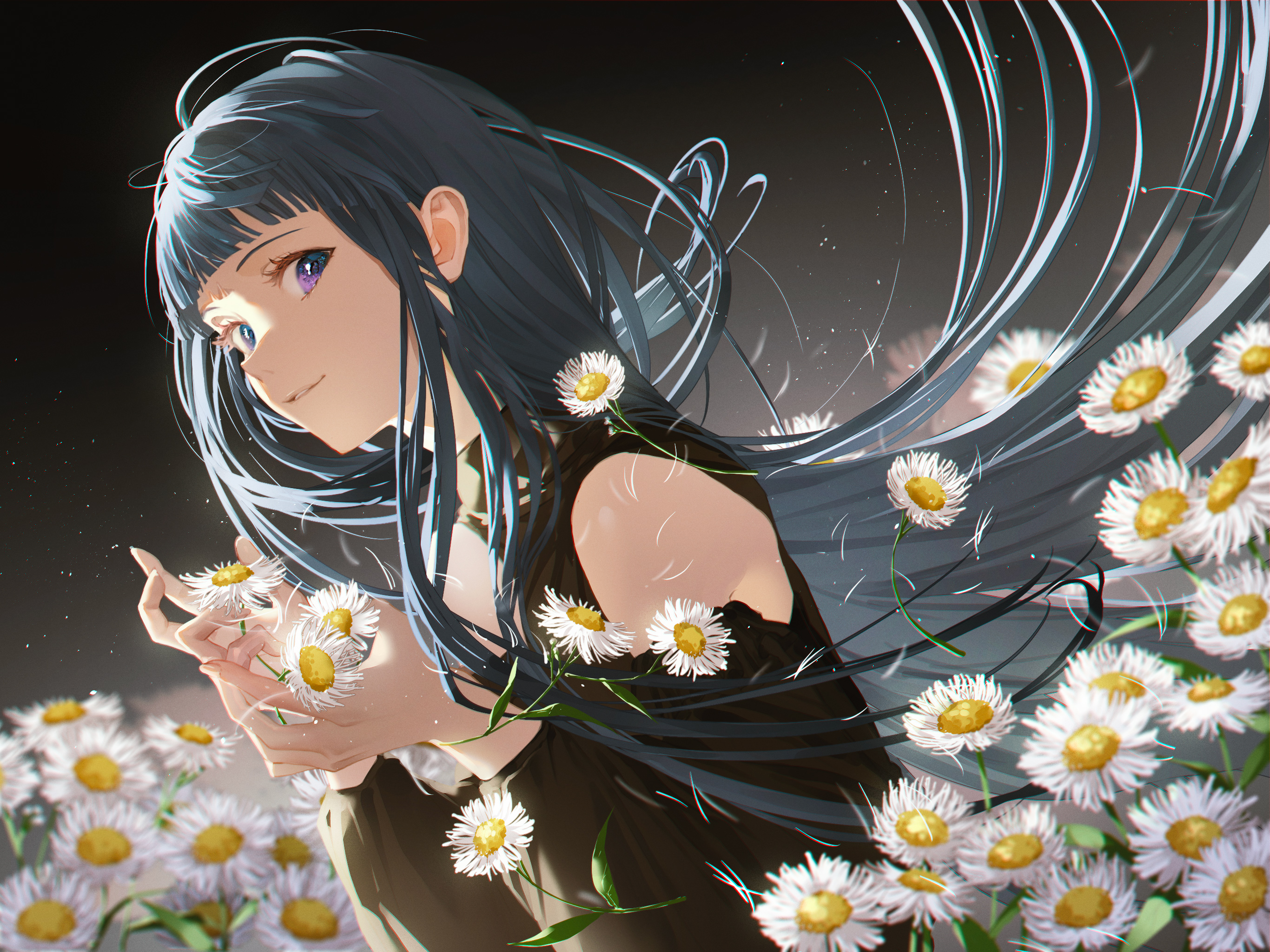 Anime 2732x2048 anime anime girls flowers long hair