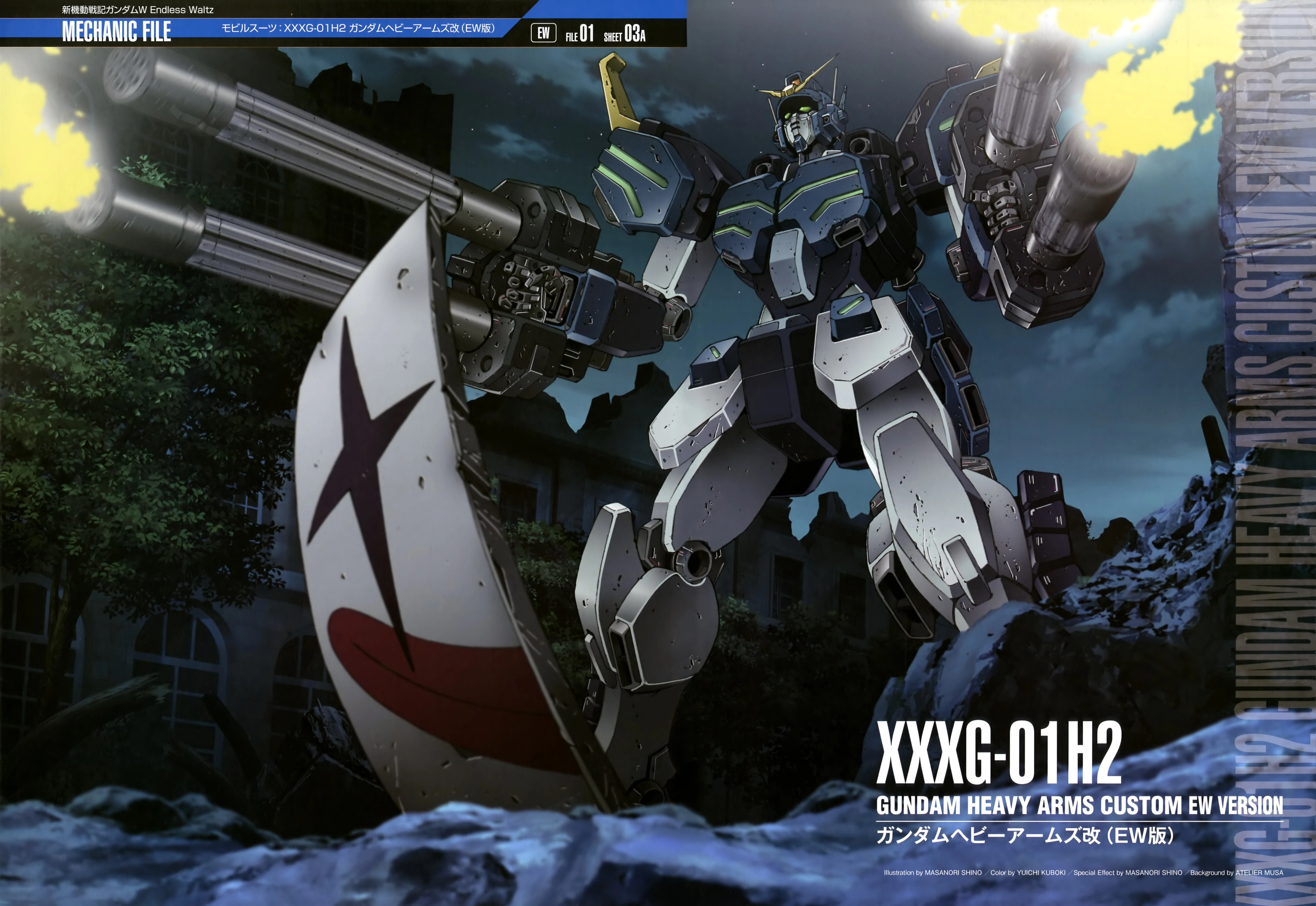 Anime 5709x3928 anime Gundam mechs Mobile Suit Gundam Wing Gundam Heavyarms Custom artwork digital art Super Robot Taisen